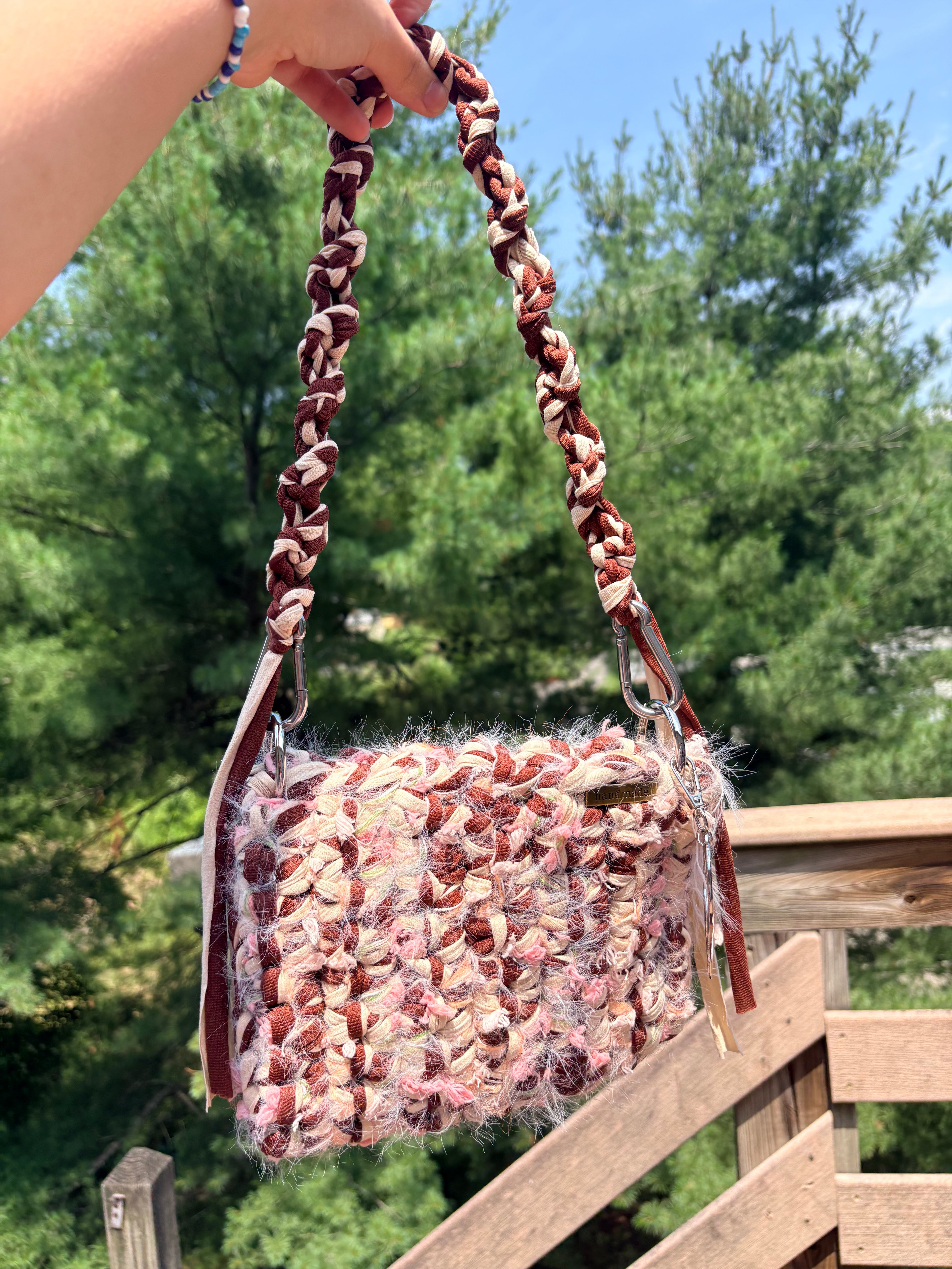 Chocolate Blossom Crochet Handbag