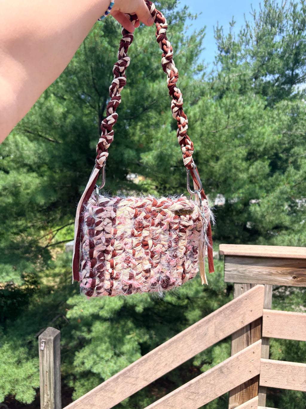 Chocolate Blossom Crochet Handbag