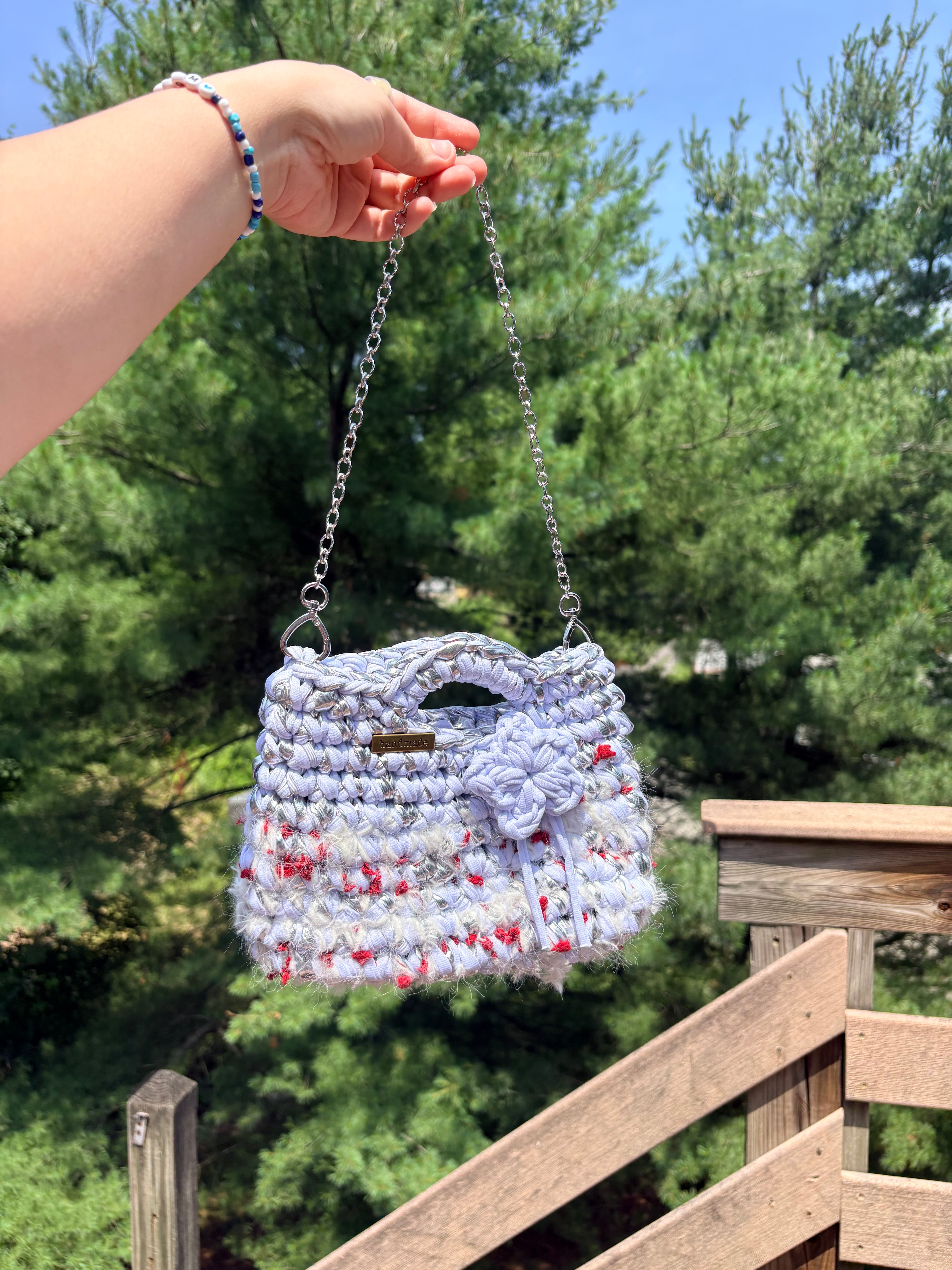 Snow Blossom Crochet handbag