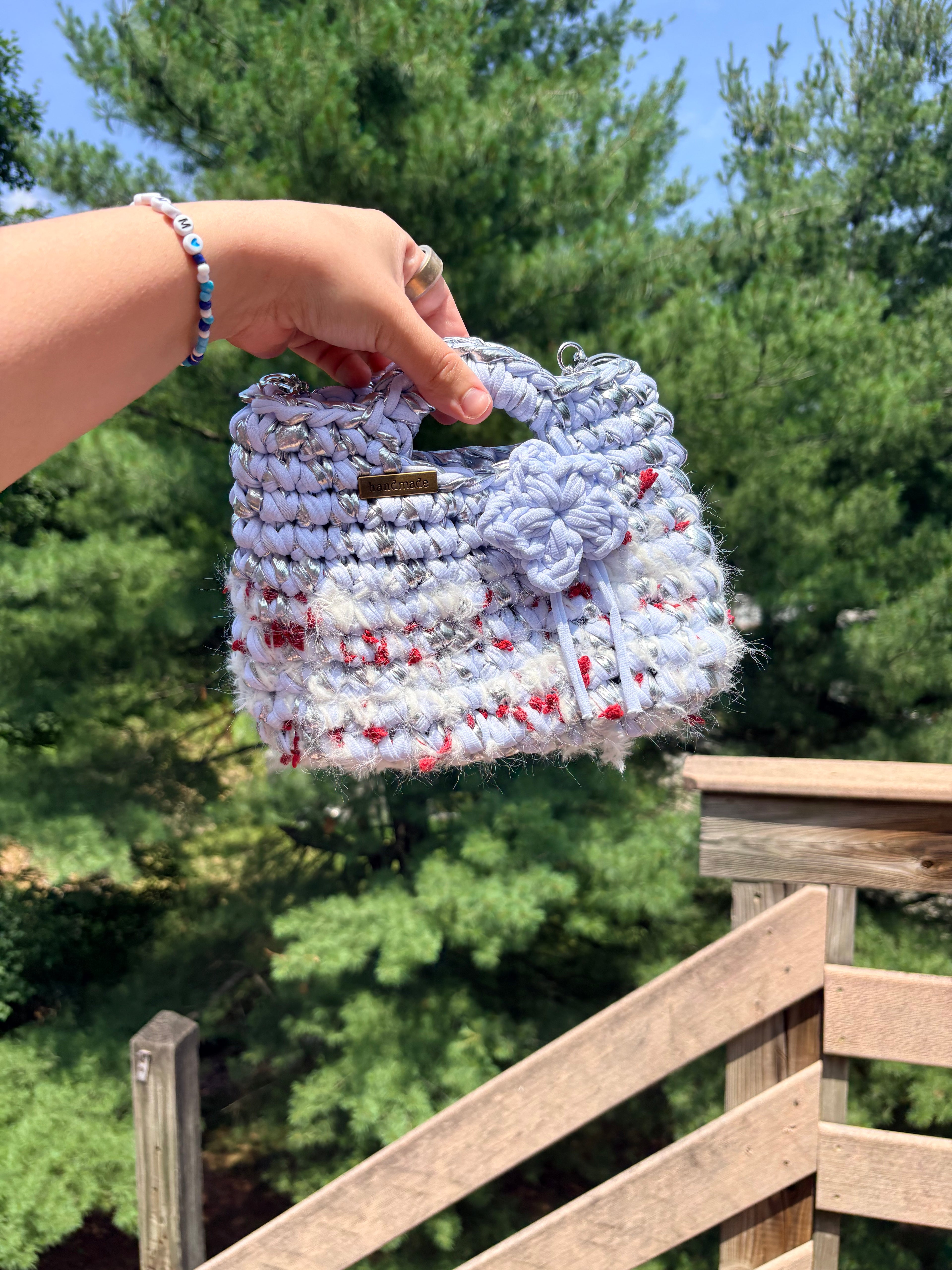 Snow Blossom Crochet handbag