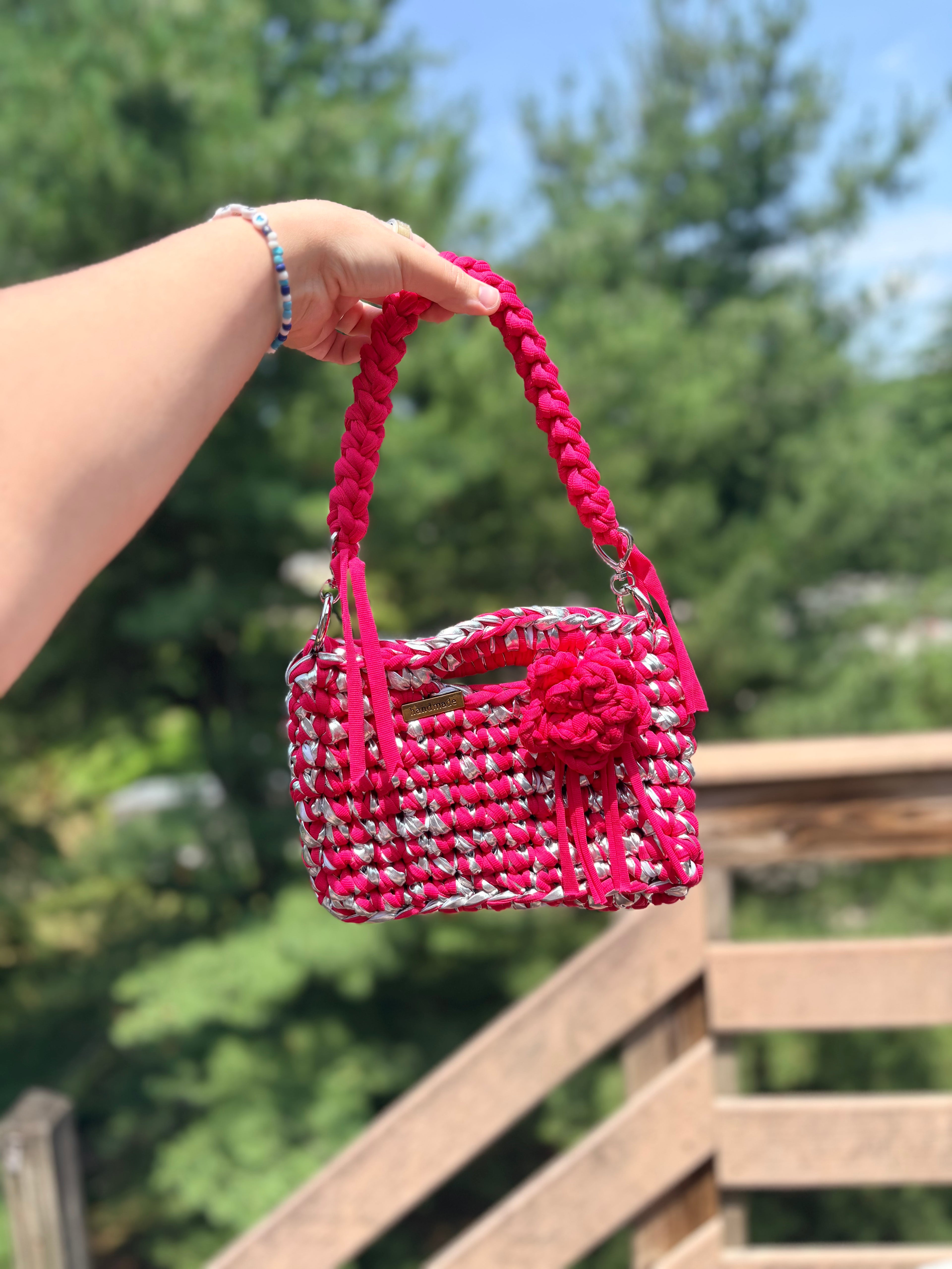 Scarlet Charm Crochet Handbag