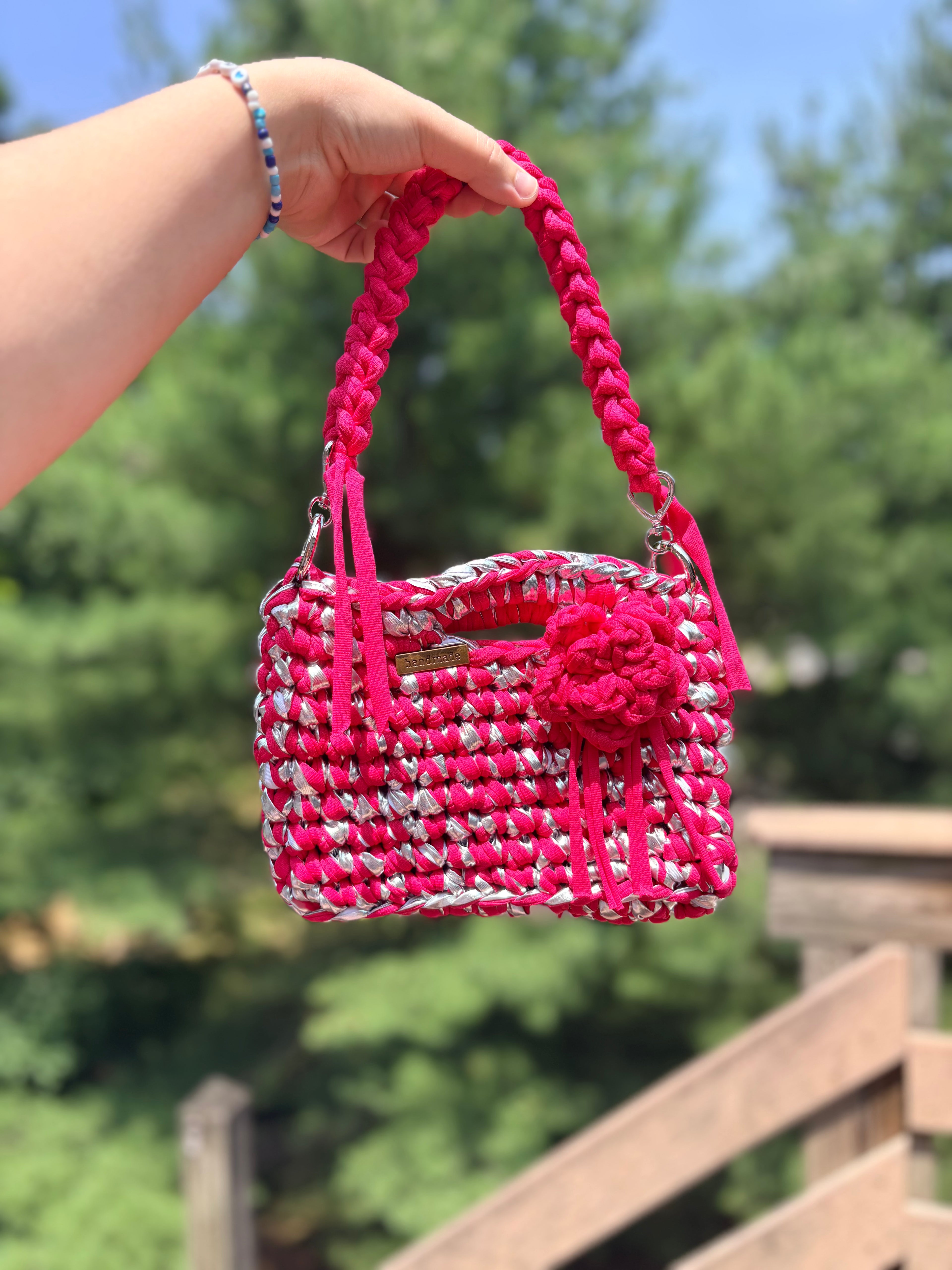 Scarlet Charm Crochet Handbag