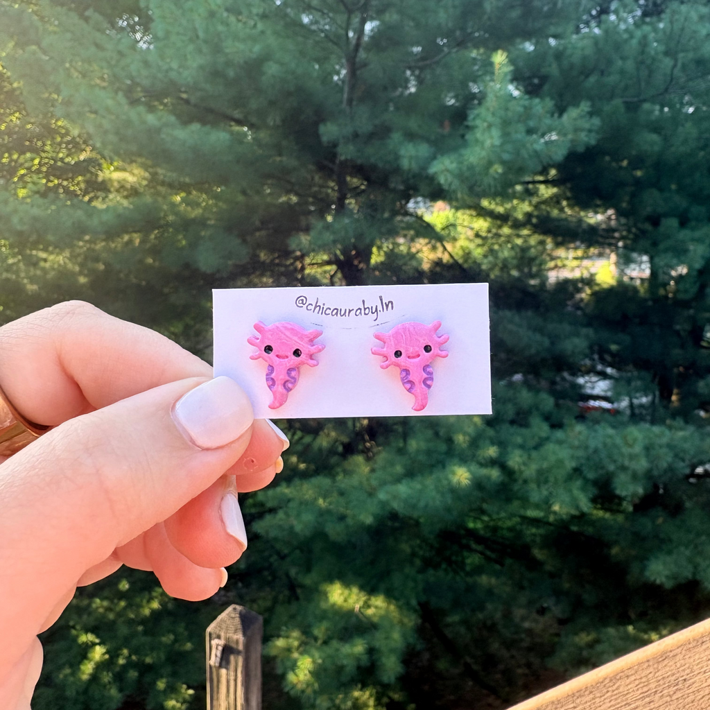 Pink Axolotl Stud Earrings 🩷