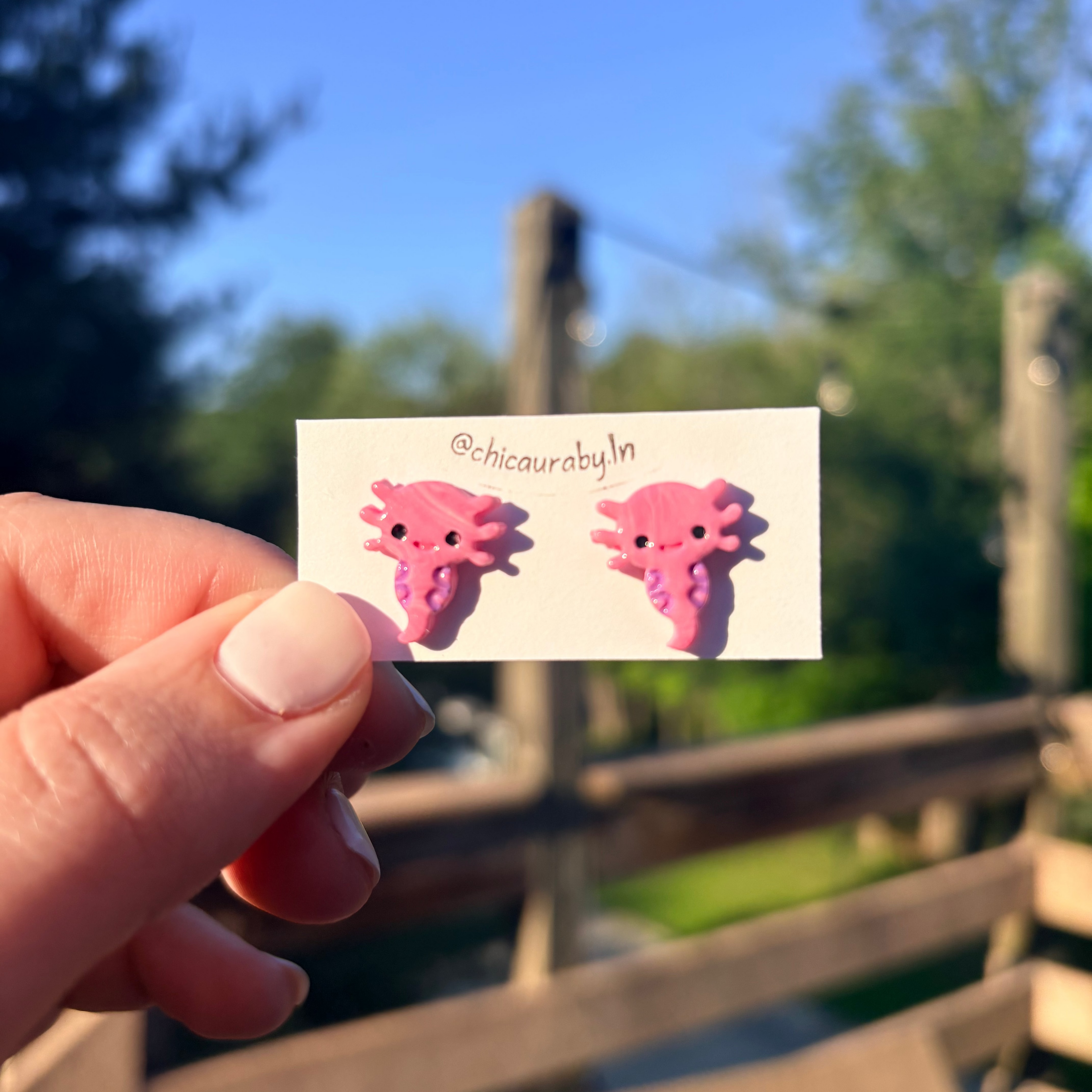 Pink Axolotl Stud Earrings 🩷