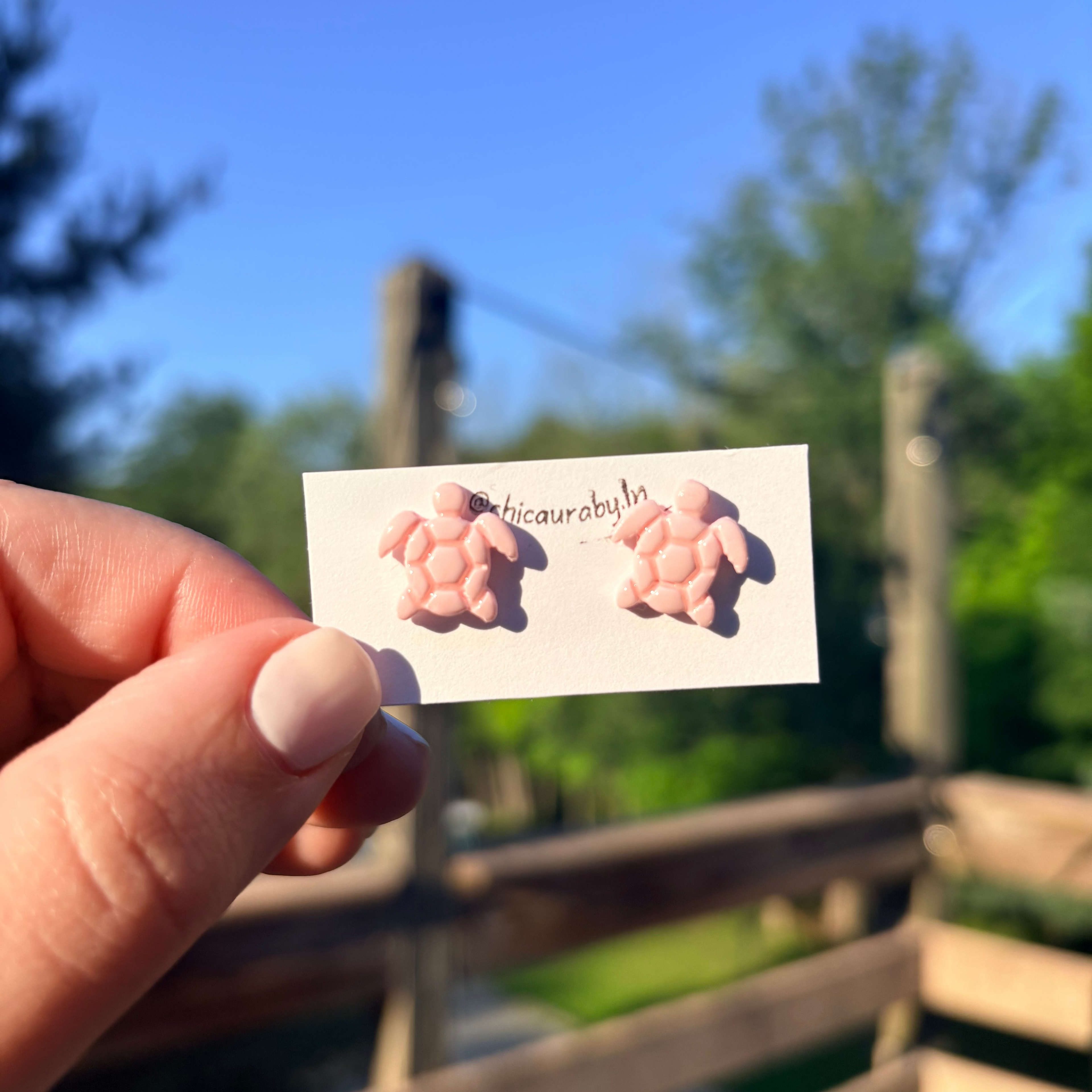 Pink Sea Turtle Stud Earrings 🐢🩷