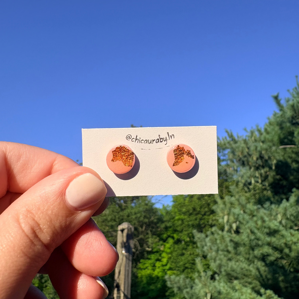 Pink & Gold Foil Stud Earrings