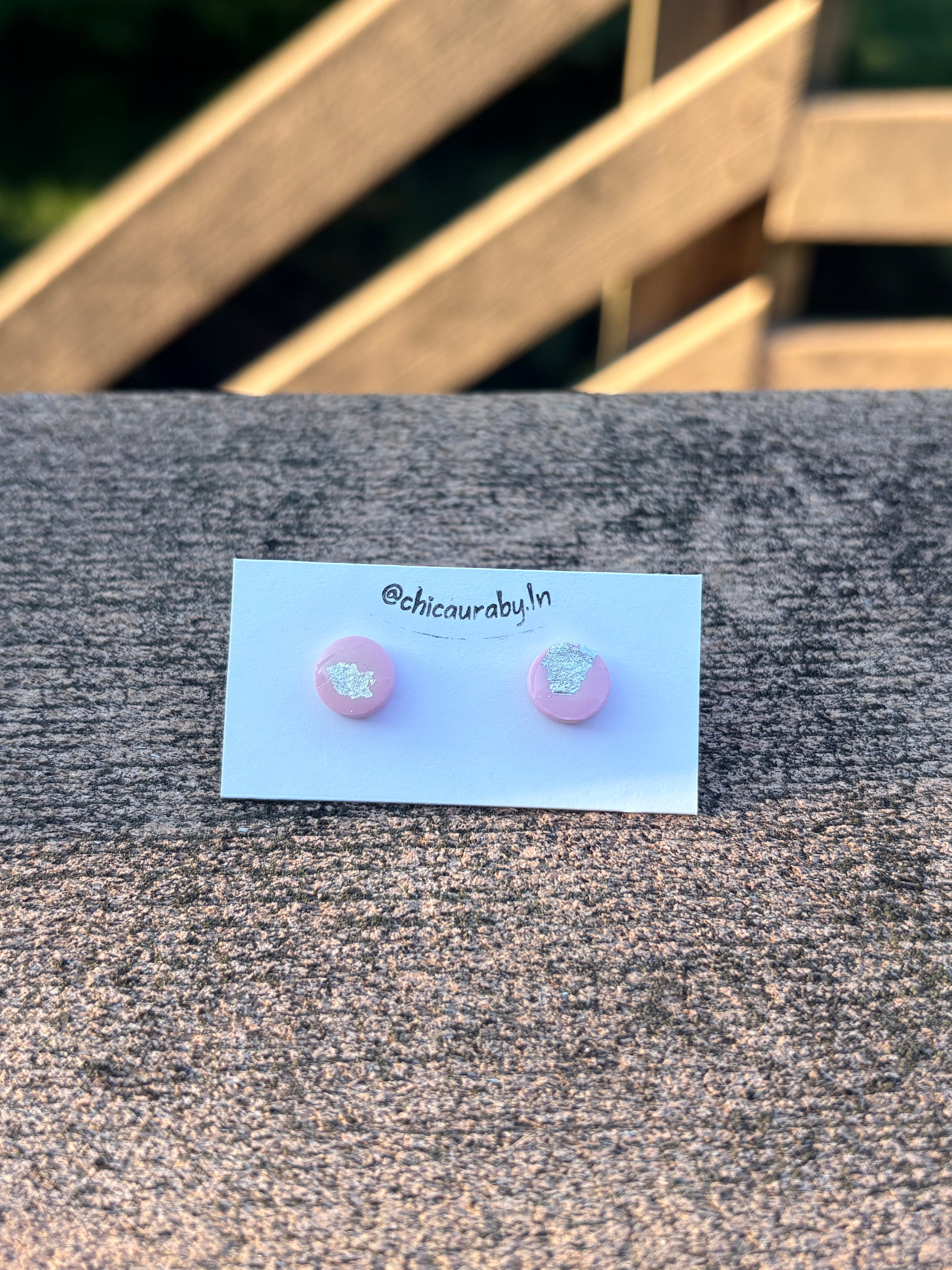 Pink & Silver Stud Earrings