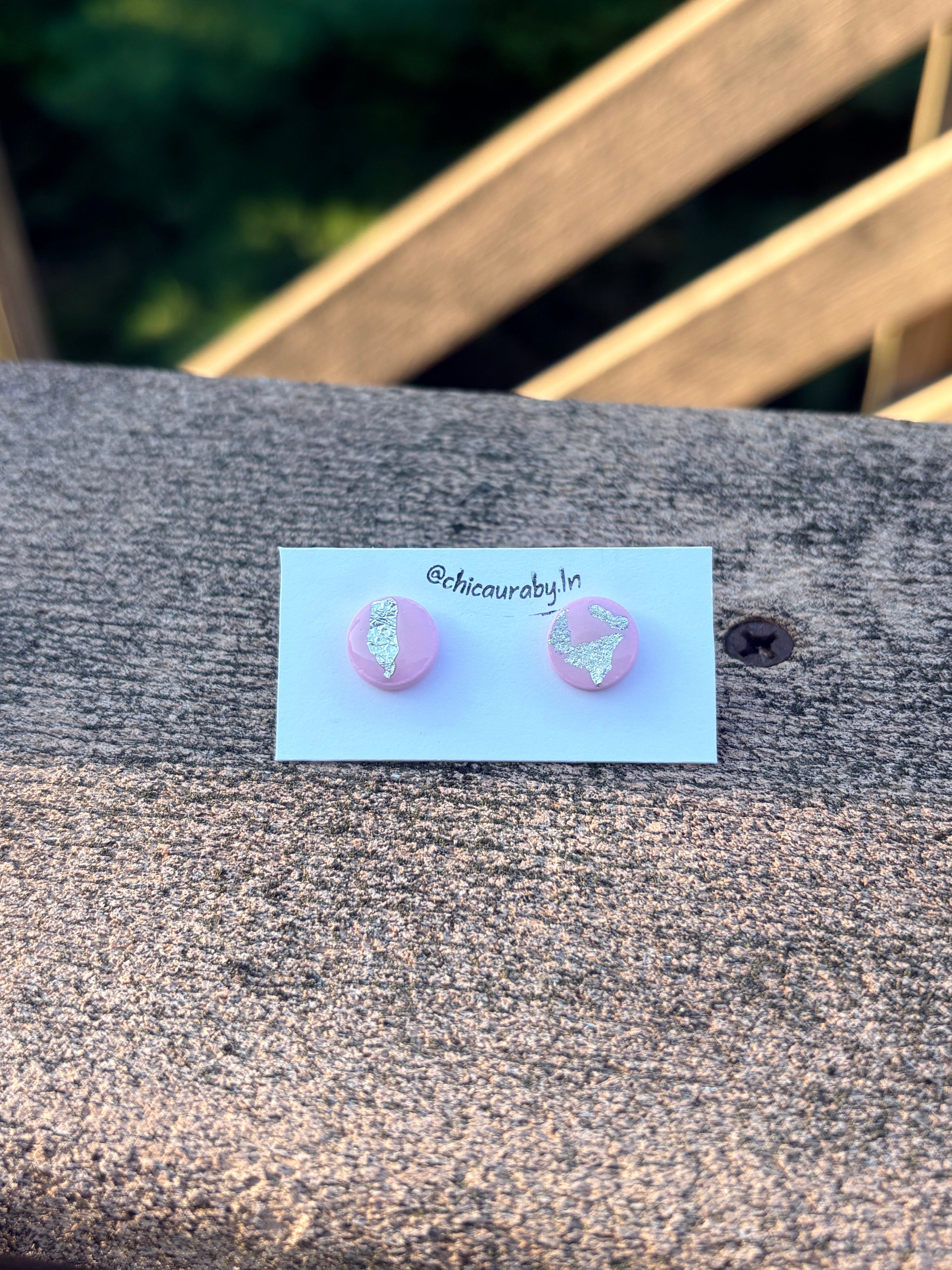 Pink & Silver Stud Earrings