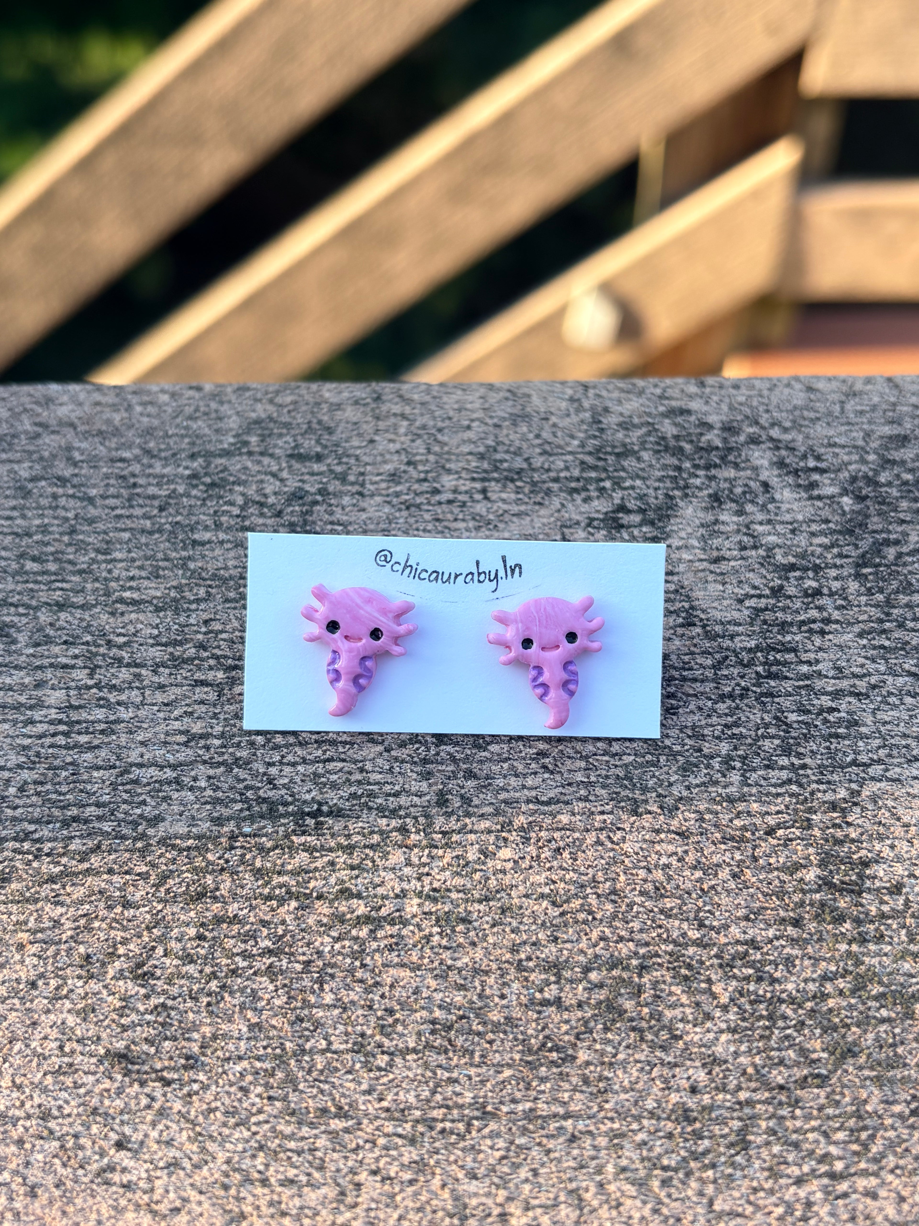 Pink Axolotl Stud Earrings 🩷