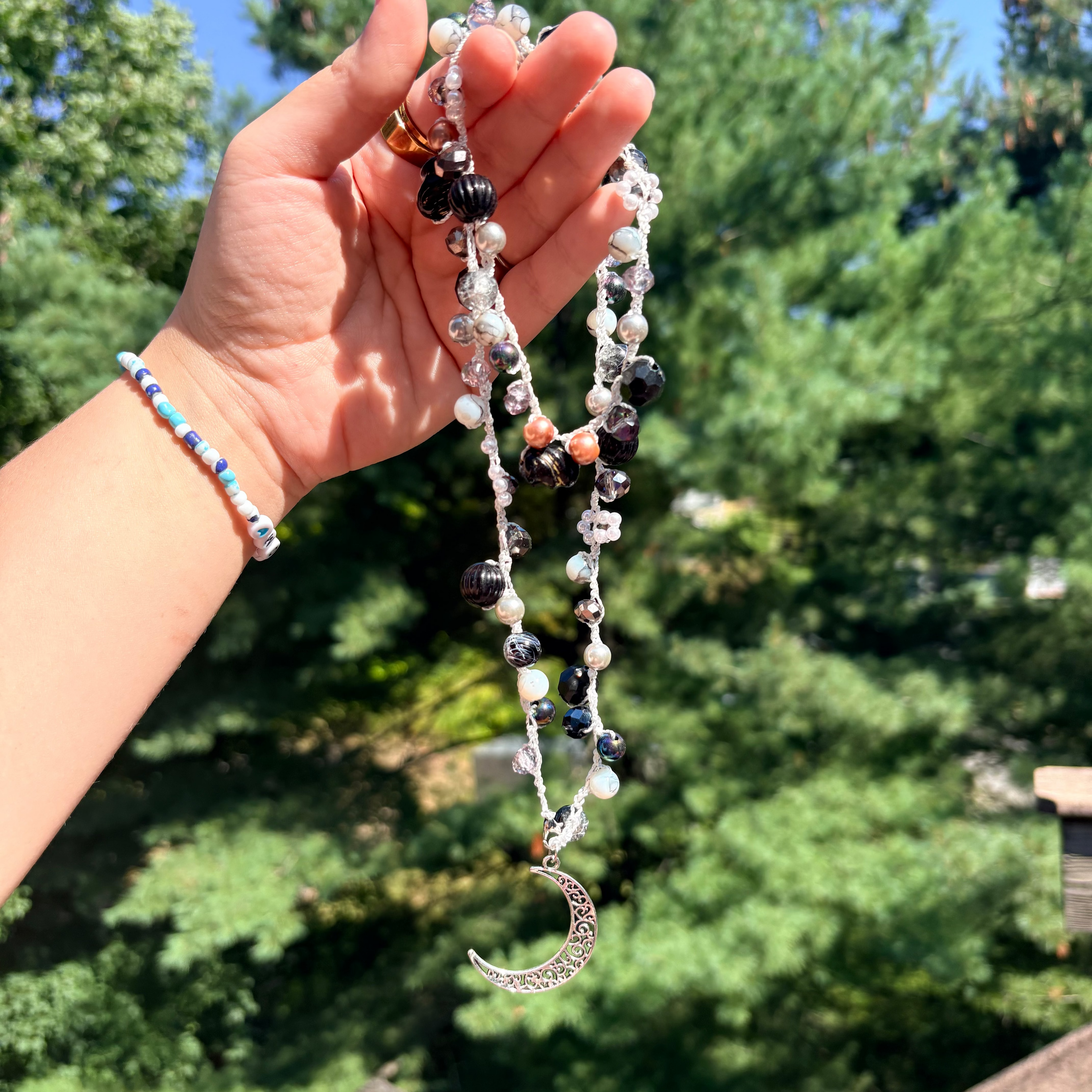 Midnight Moon Crochet Necklace