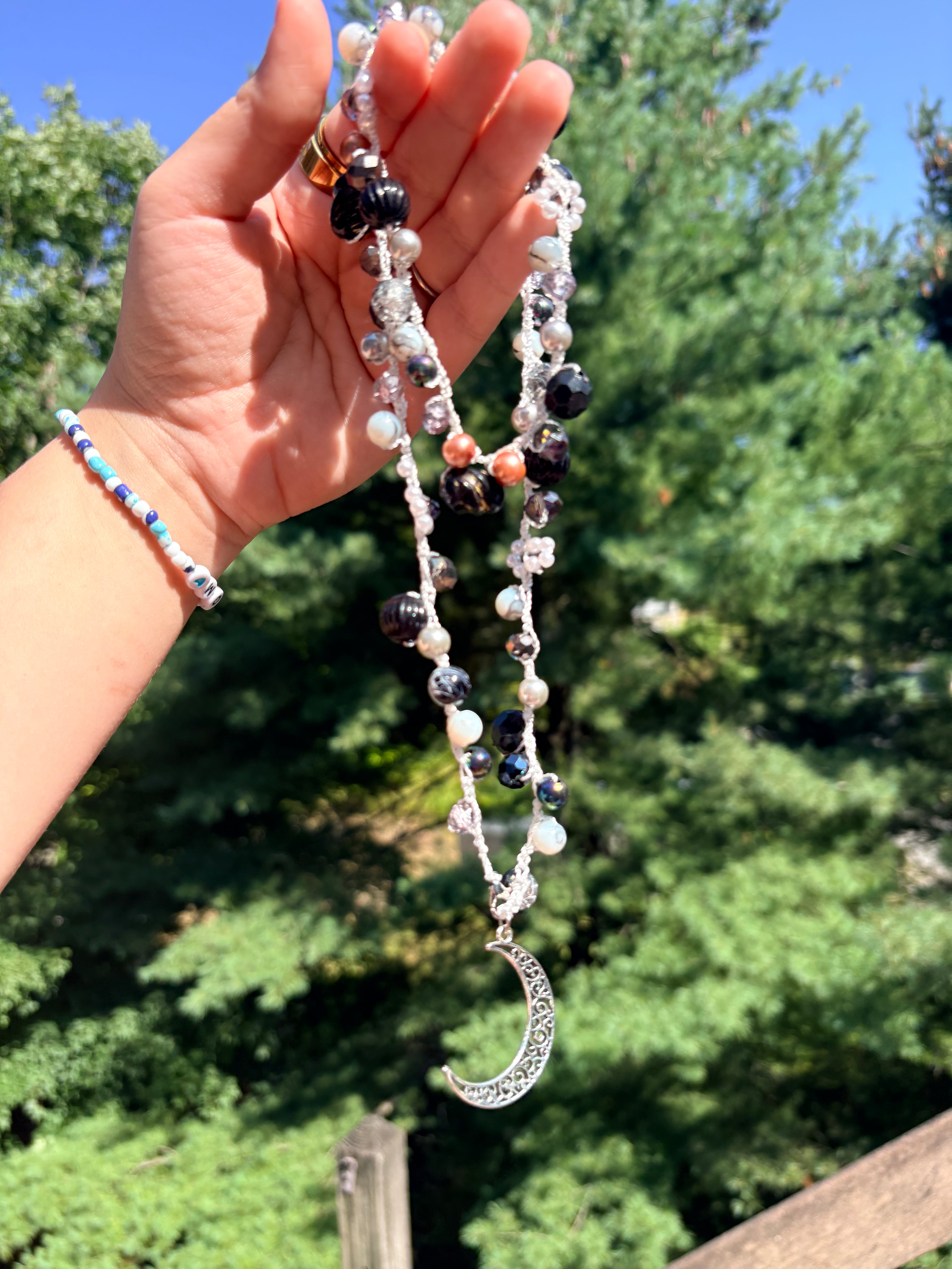 Midnight Moon Crochet Necklace