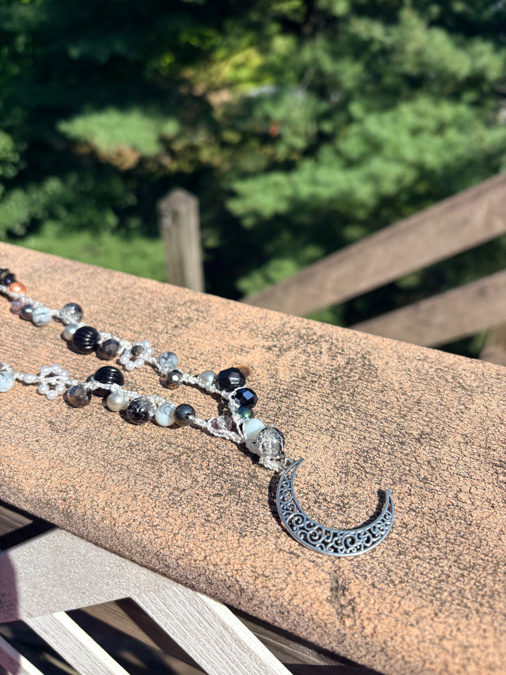 Midnight Moon Crochet Necklace