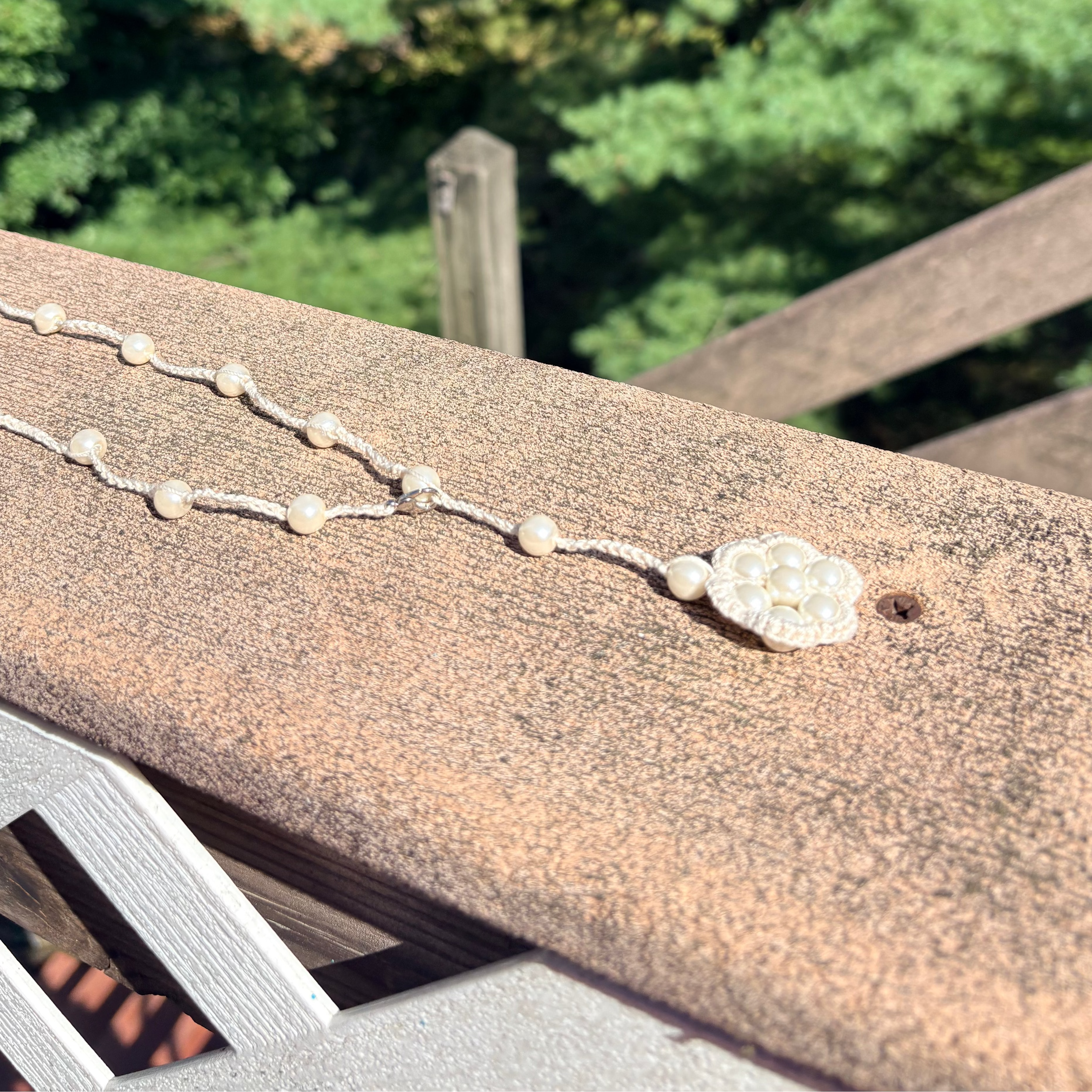 Pearl Bloom Crochet Necklace