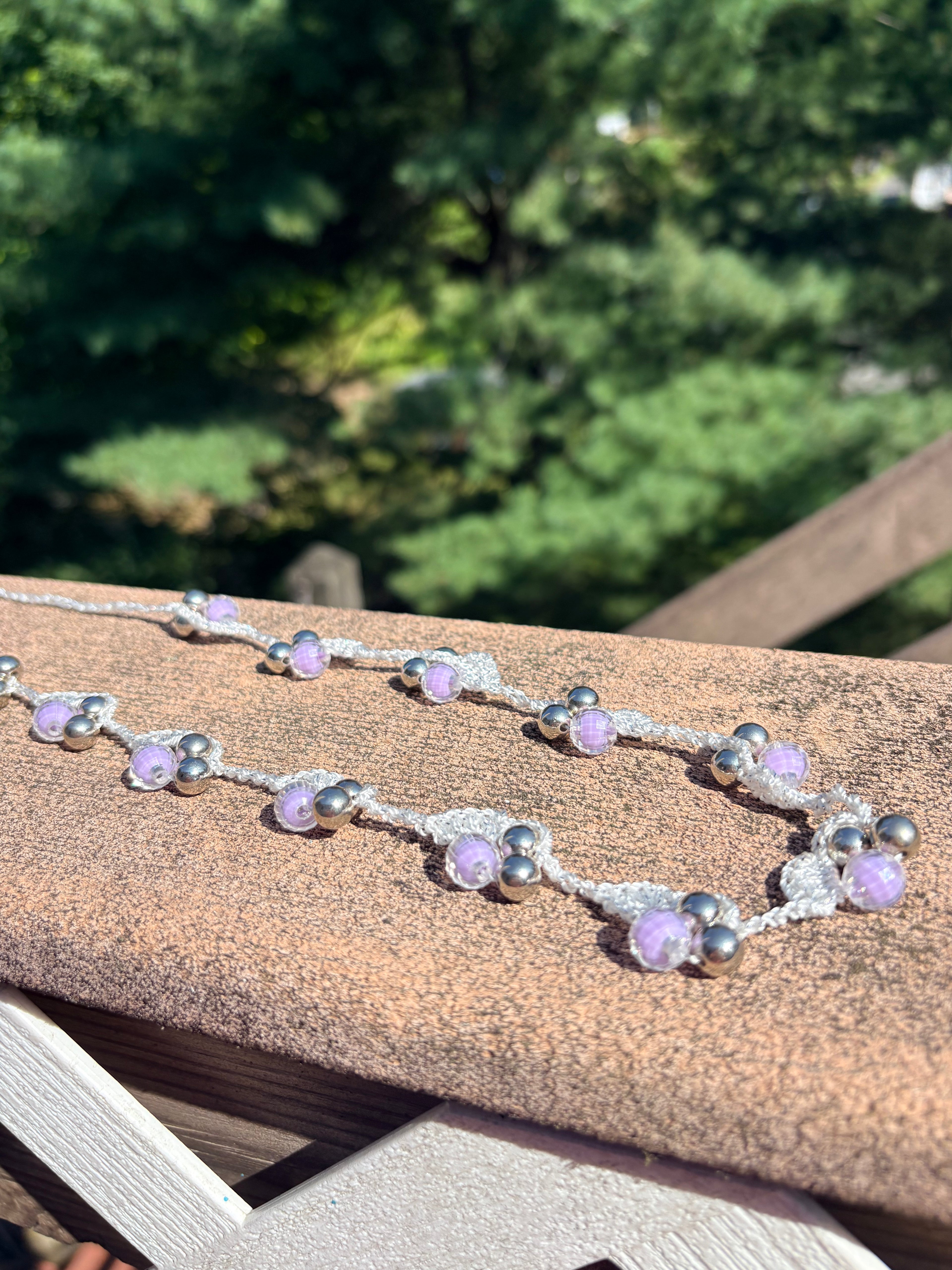 Lavender Bloom Crochet Necklace