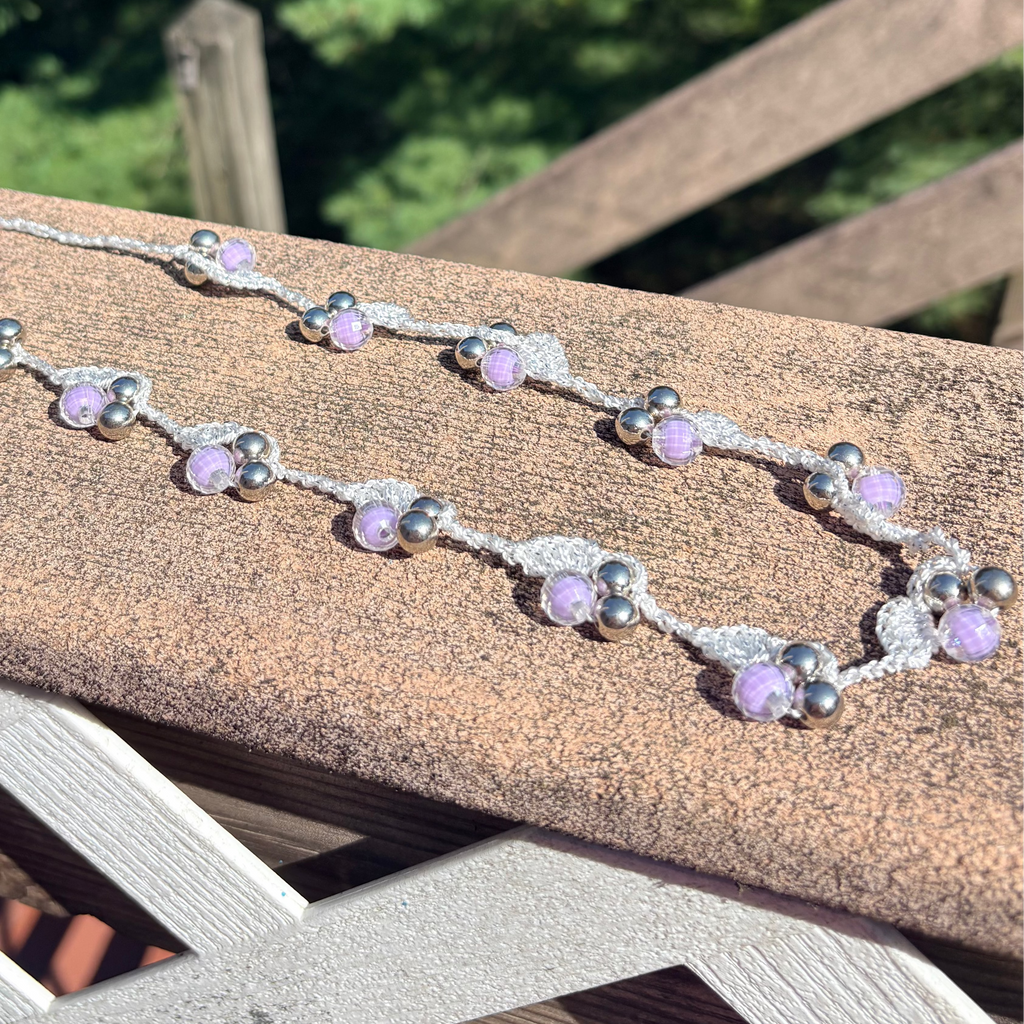 Lavender Bloom Crochet Necklace