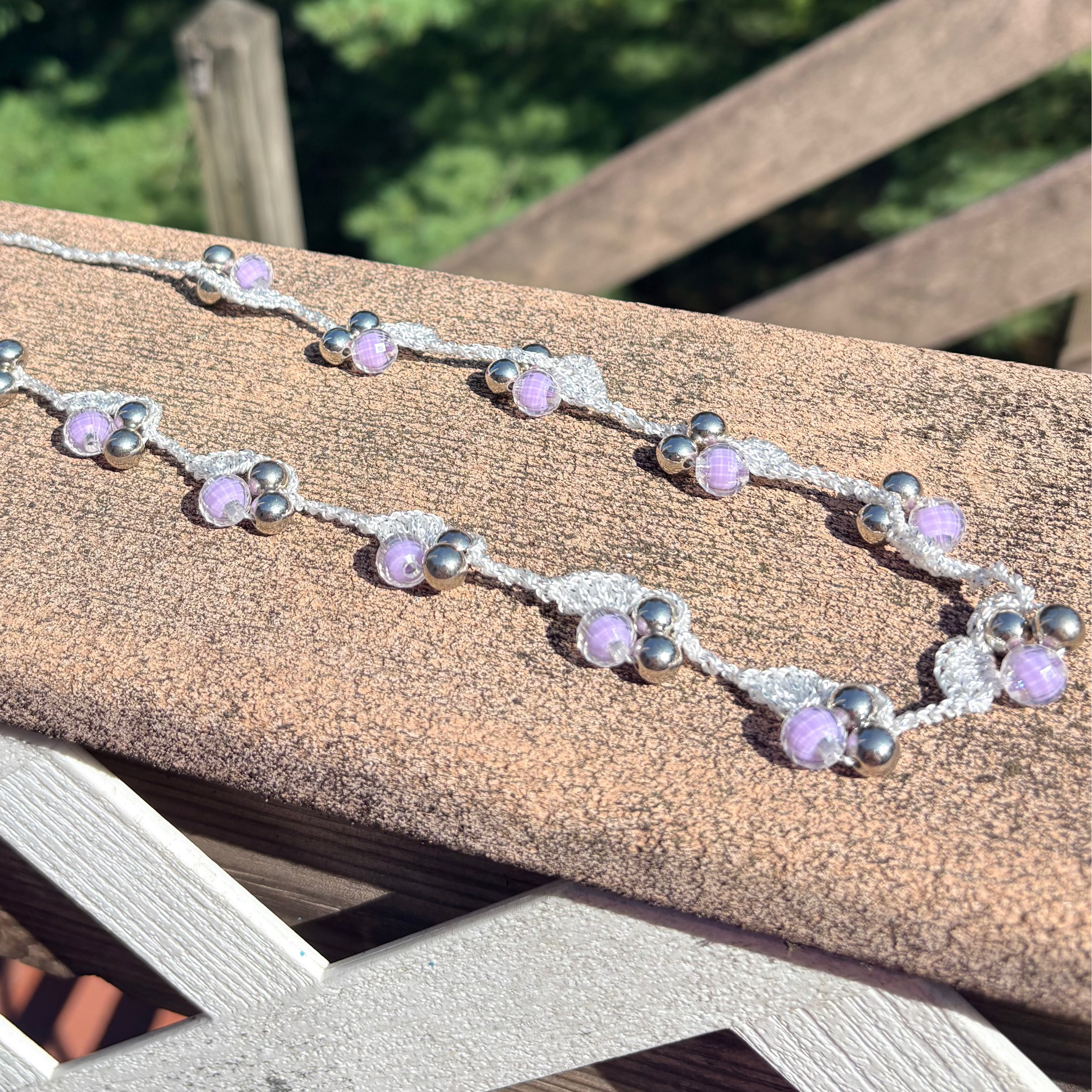 Lavender Bloom Crochet Necklace