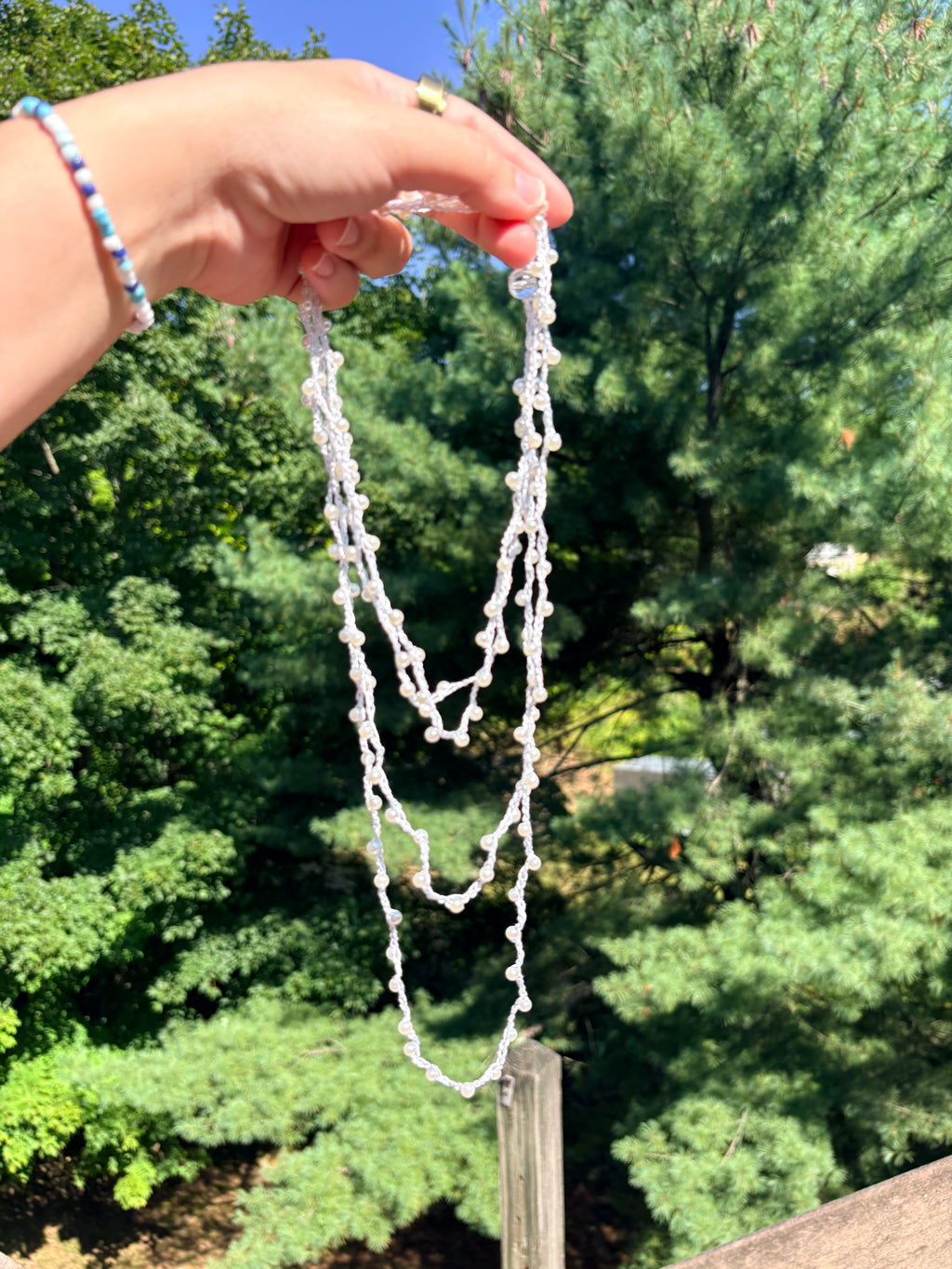 Pearl Cascade Crochet Necklace