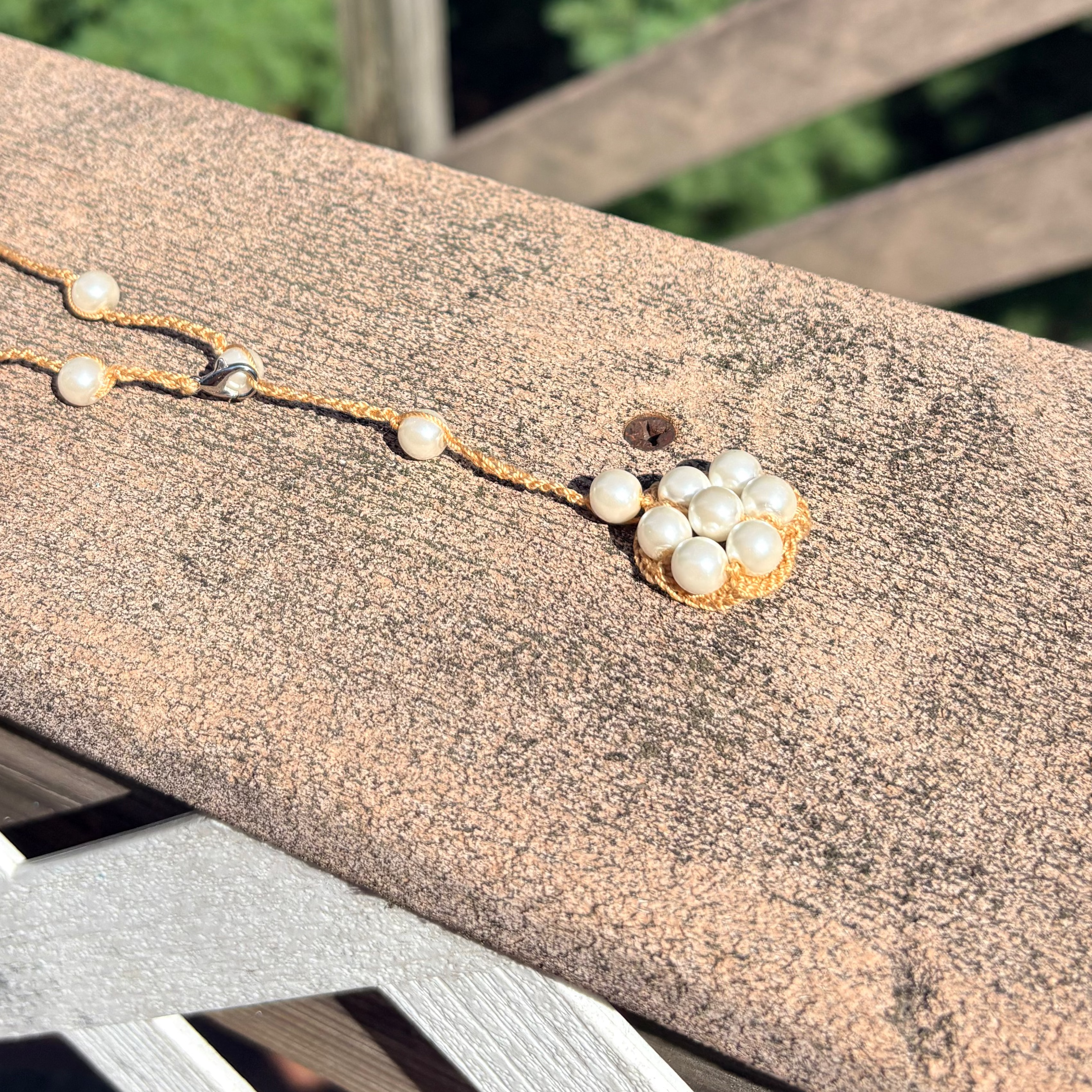 Pearl Bloom Crochet Necklace
