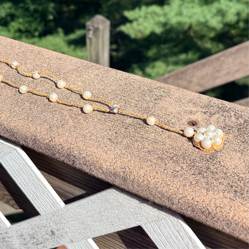 Pearl Bloom Crochet Necklace