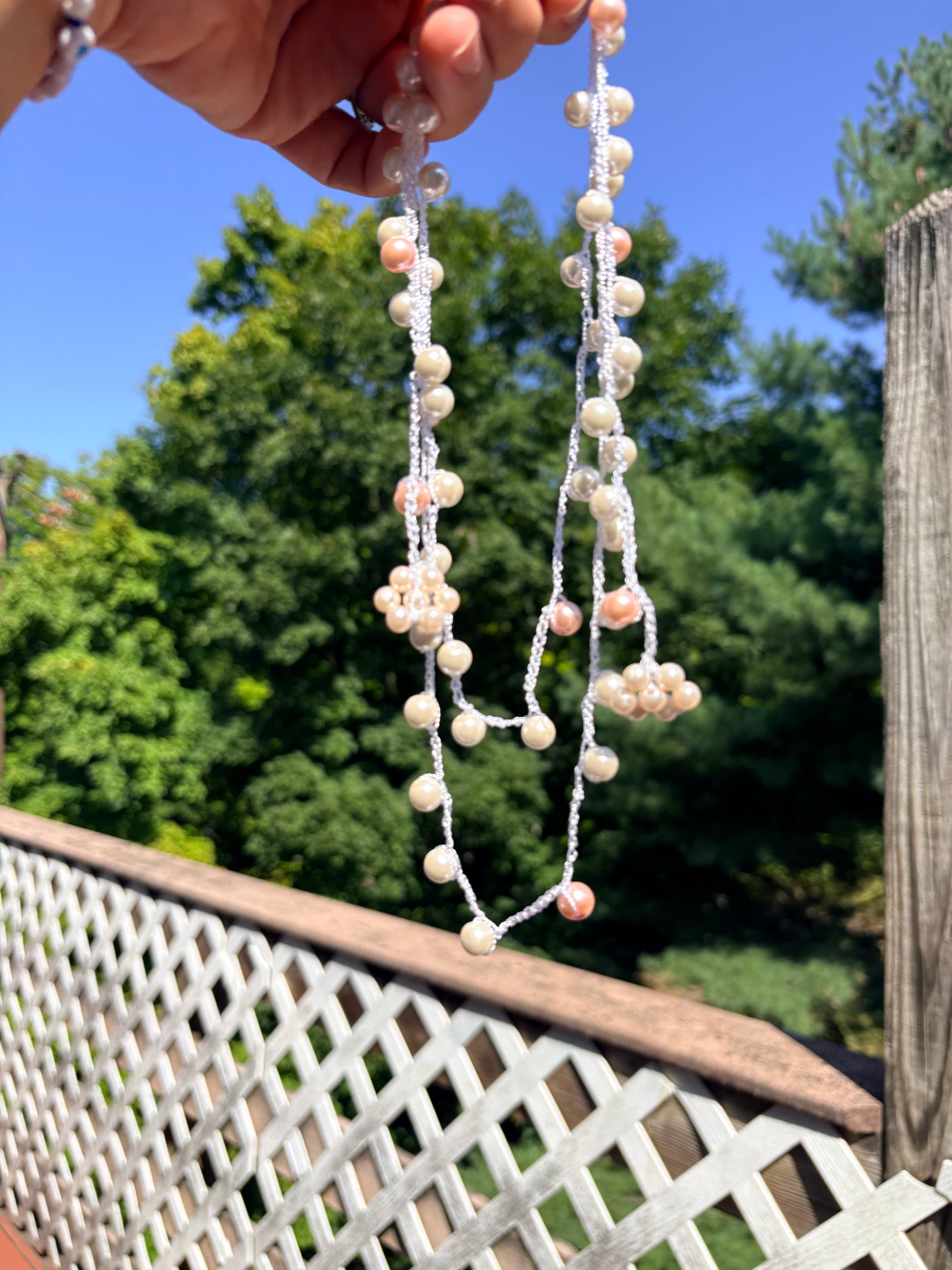 Blush Pearl Crochet Necklace