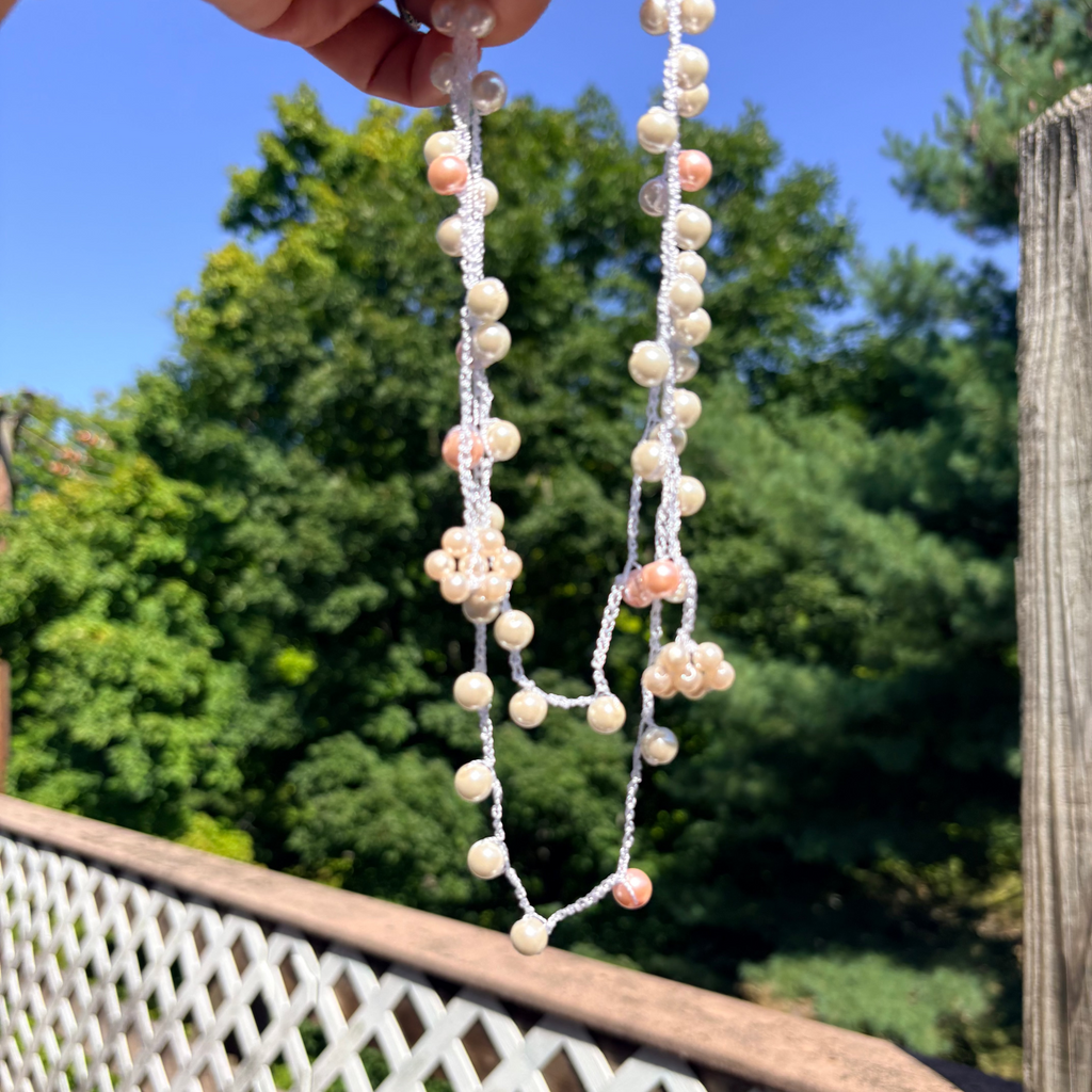 Blush Pearl Crochet Necklace