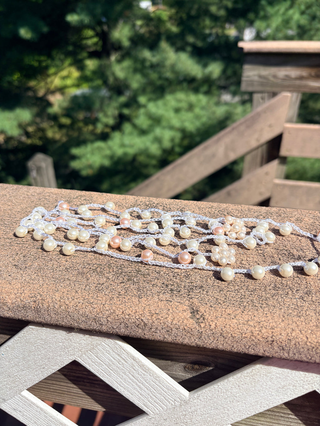 Blush Pearl Crochet Necklace