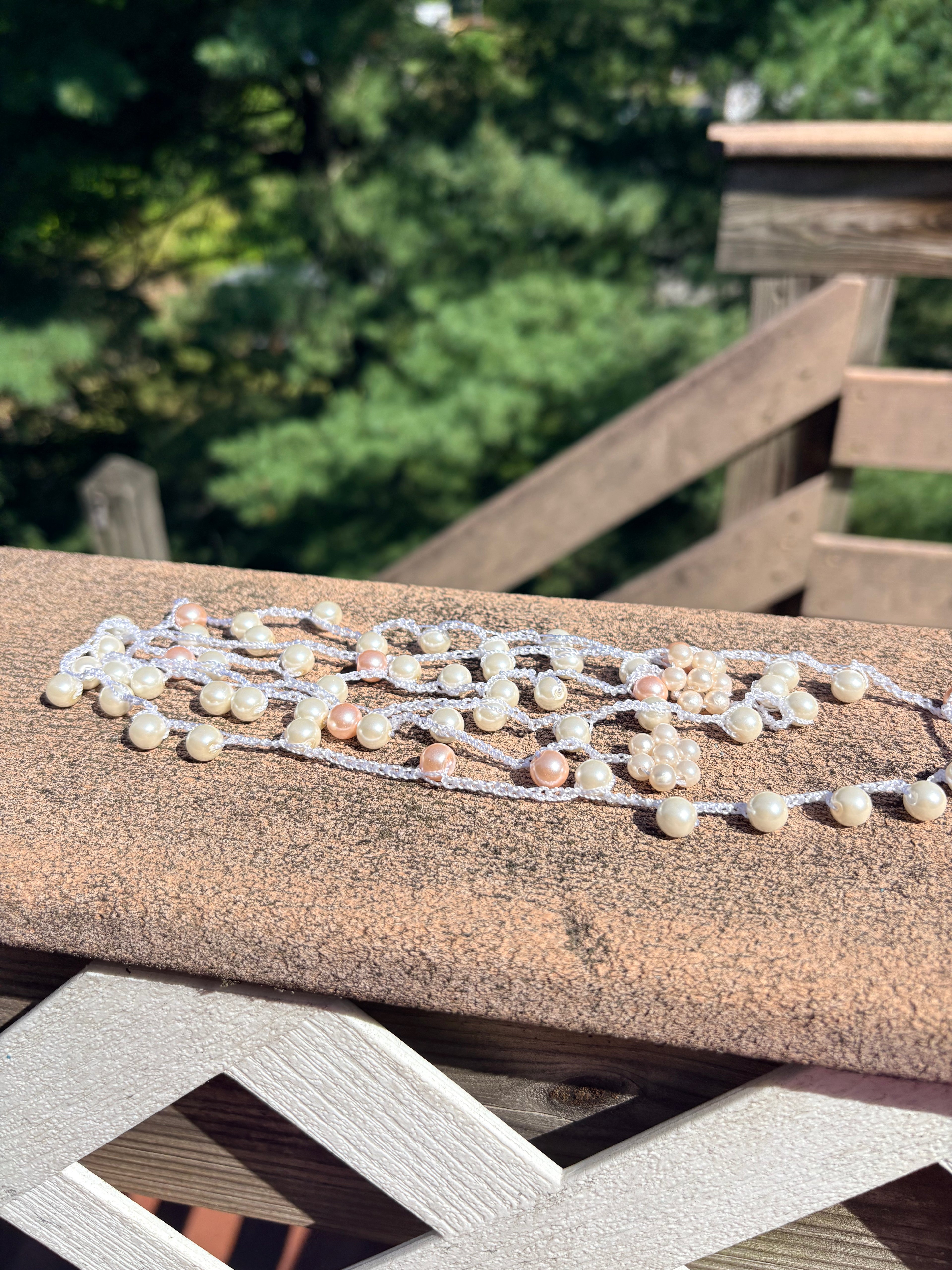 Blush Pearl Crochet Necklace