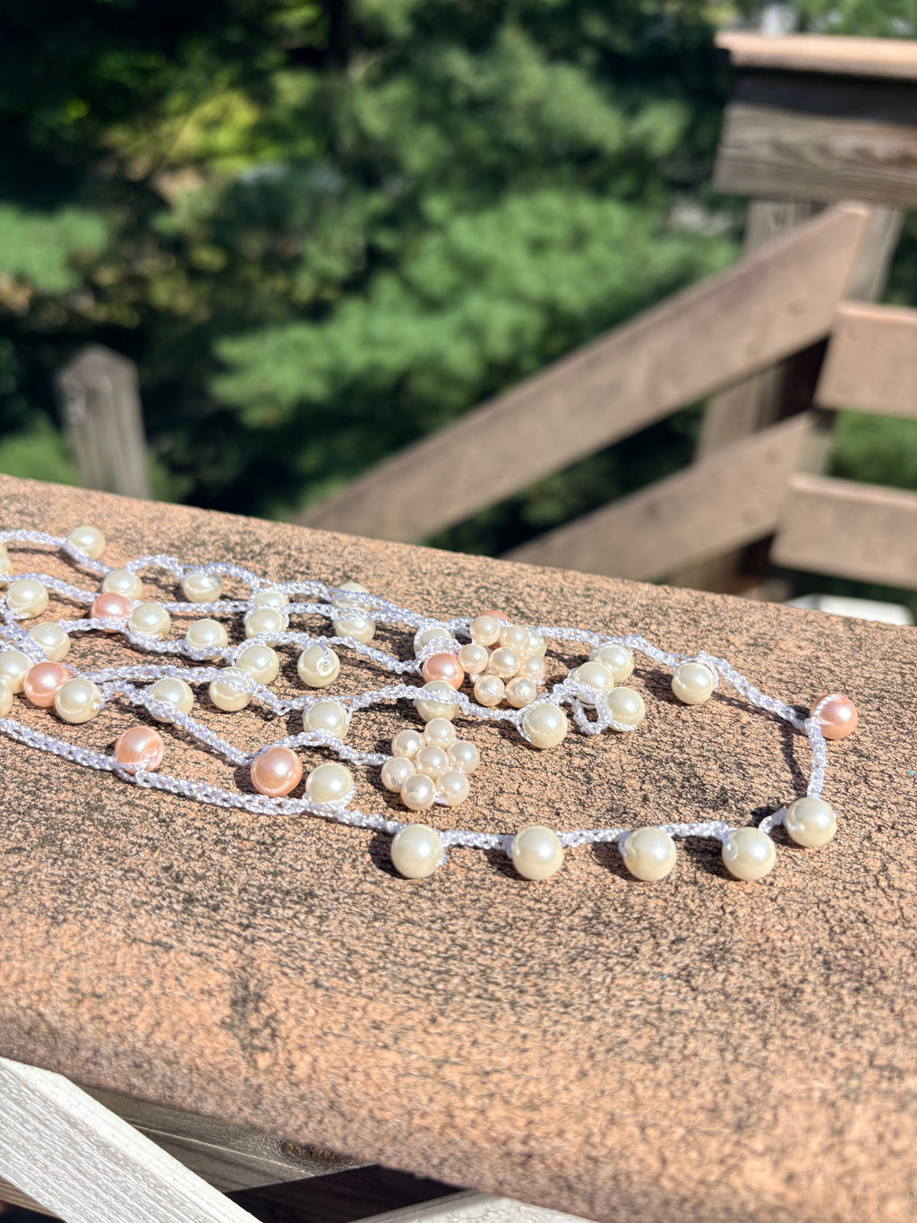 Blush Pearl Crochet Necklace