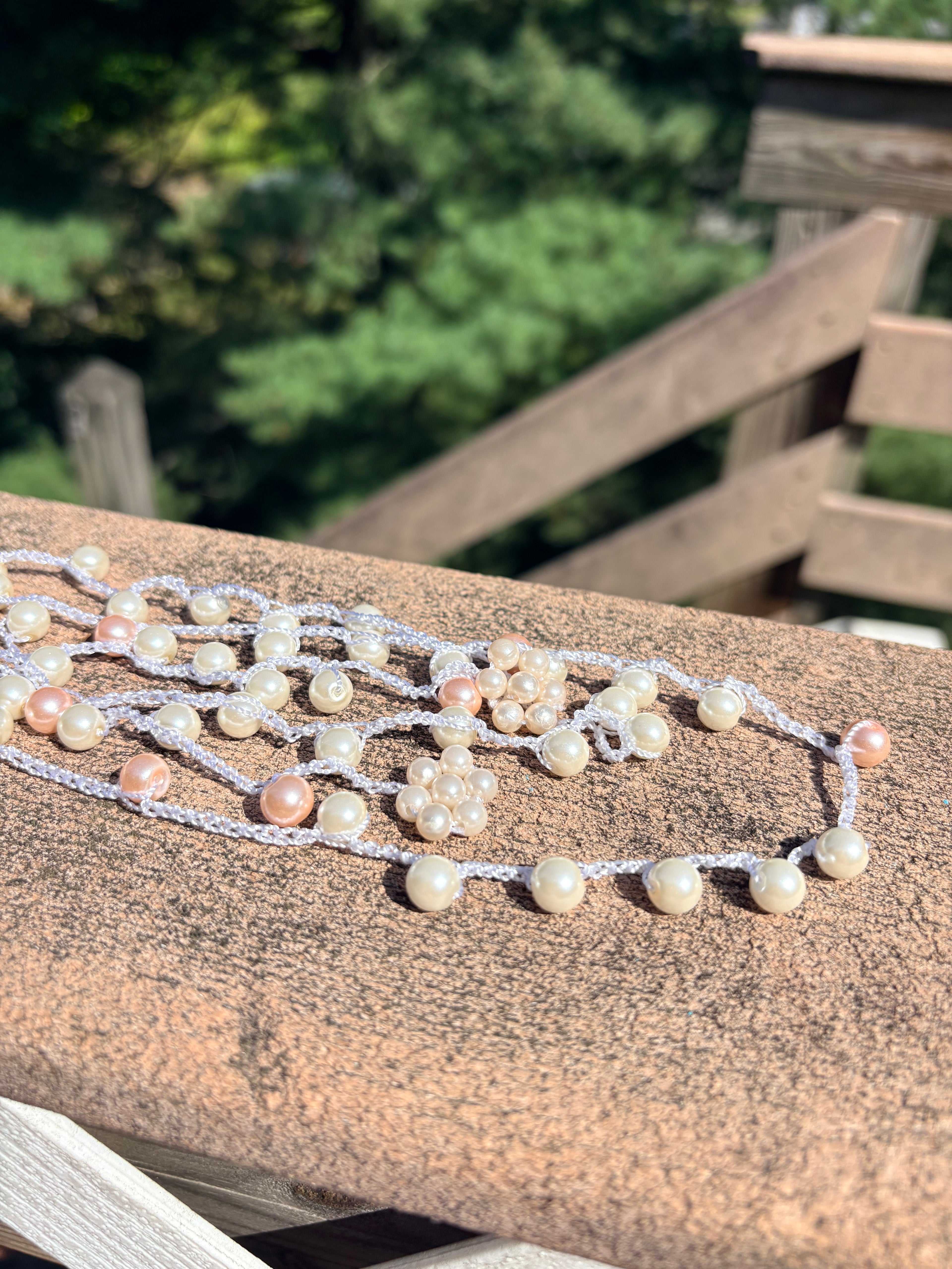 Blush Pearl Crochet Necklace