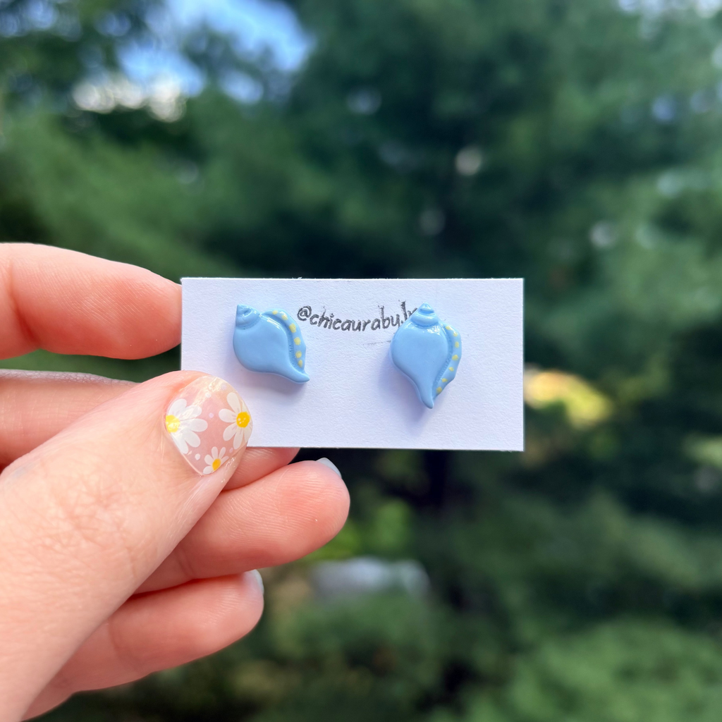 Blue Shell Stud Earrings