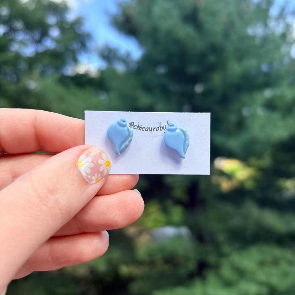 Blue Shell Stud Earrings