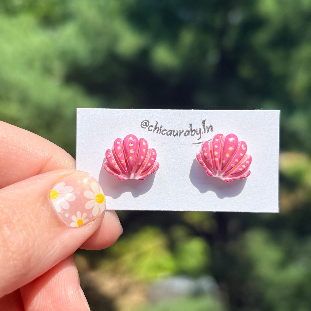 Pink Shell Stud Earrings