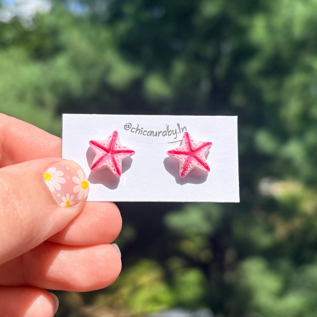 ⭐ Pink Starfish Stud Earrings