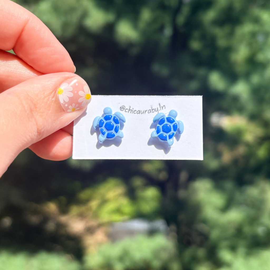 Blue Sea Turtle Stud Earrings