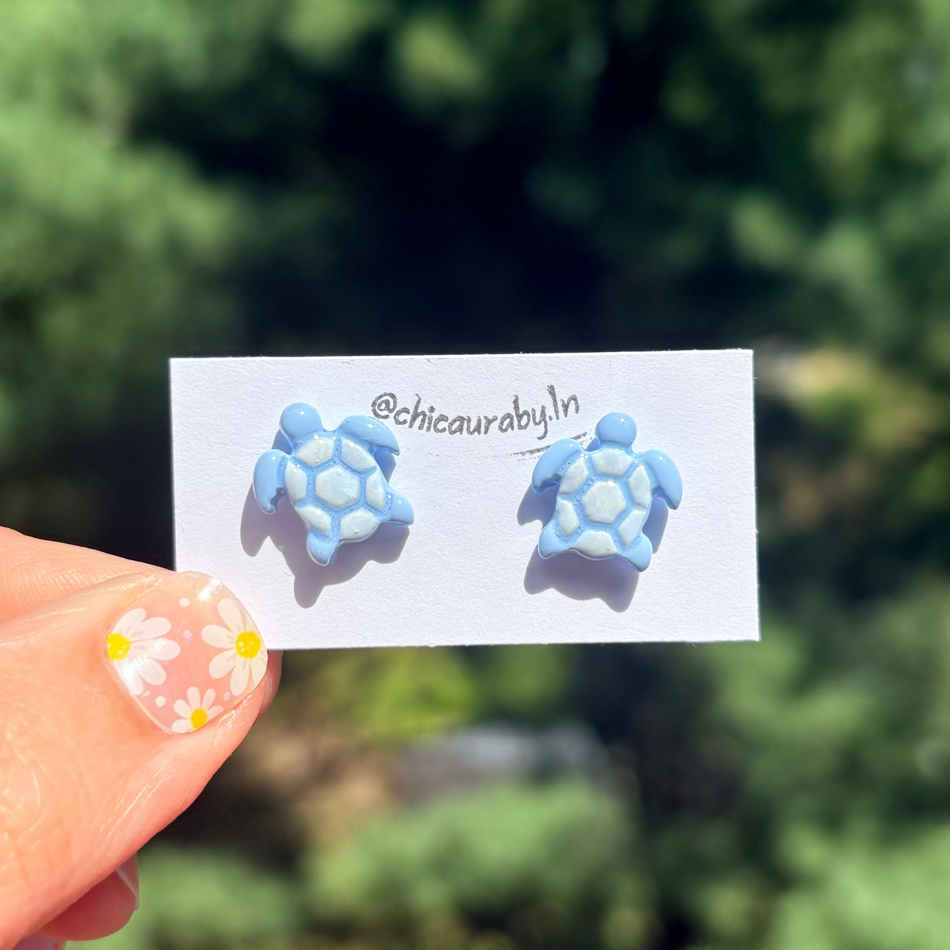 Light Blue Sea Turtle Stud Earrings