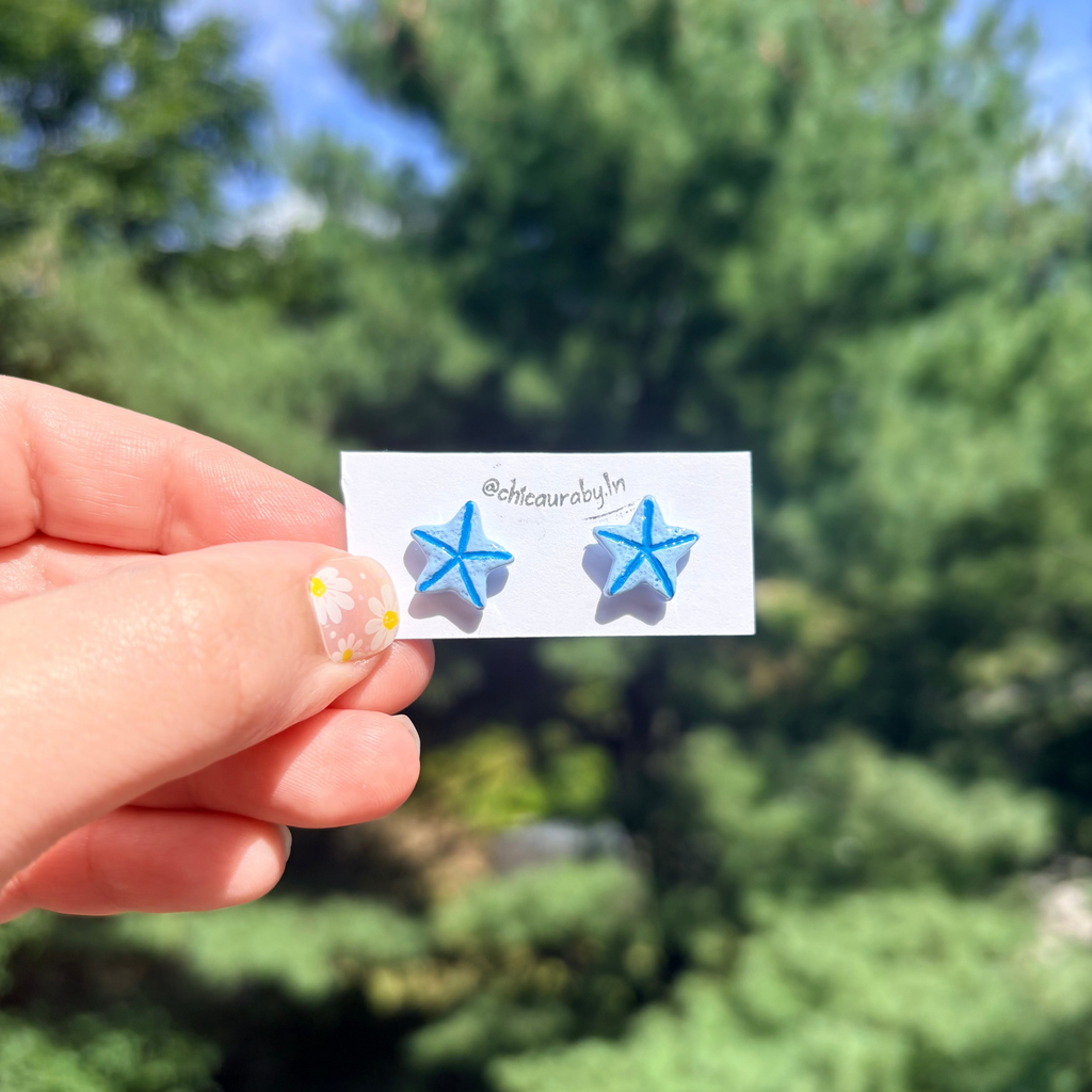 Blue Starfish Stud Earrings