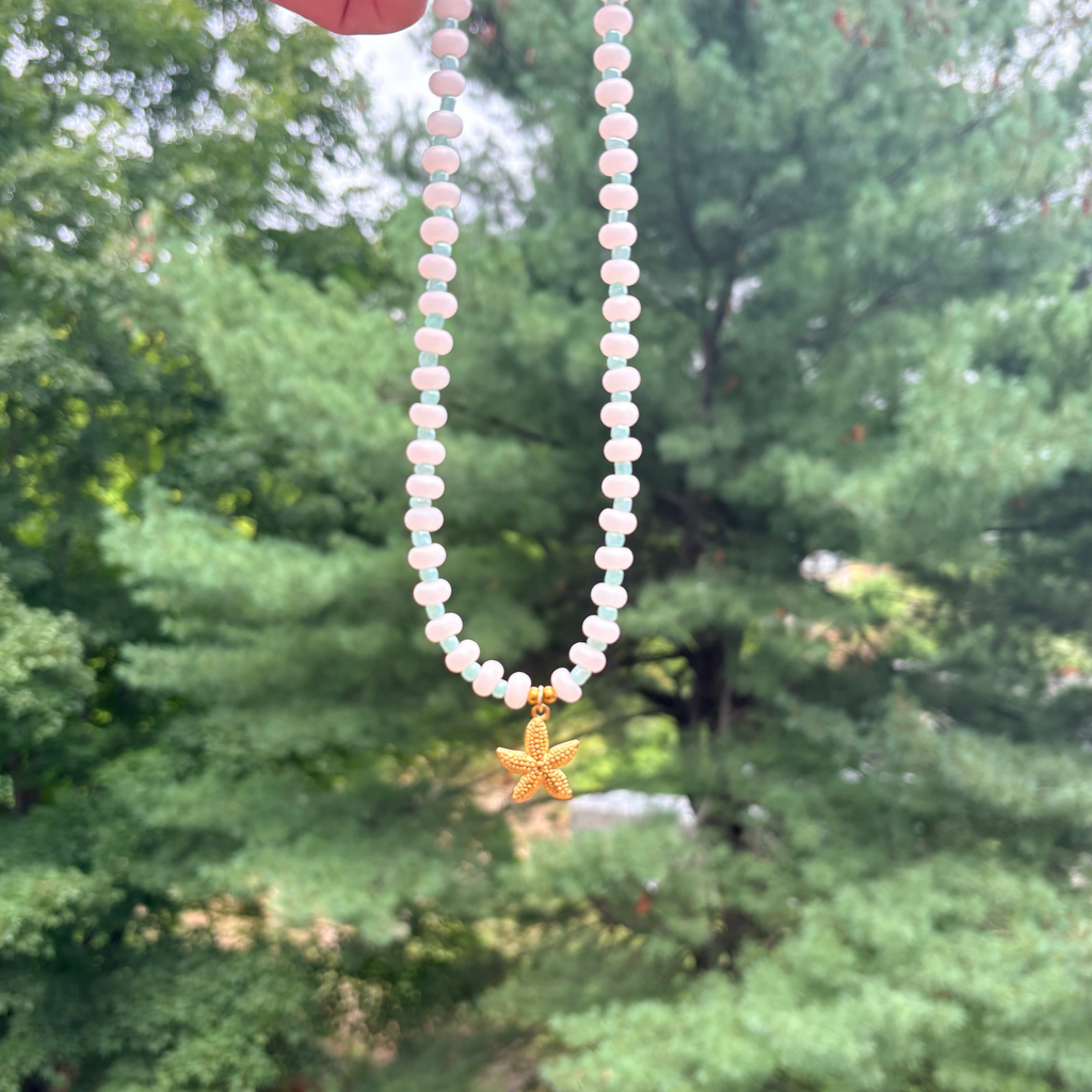 Pink & Mint Starfish Necklace