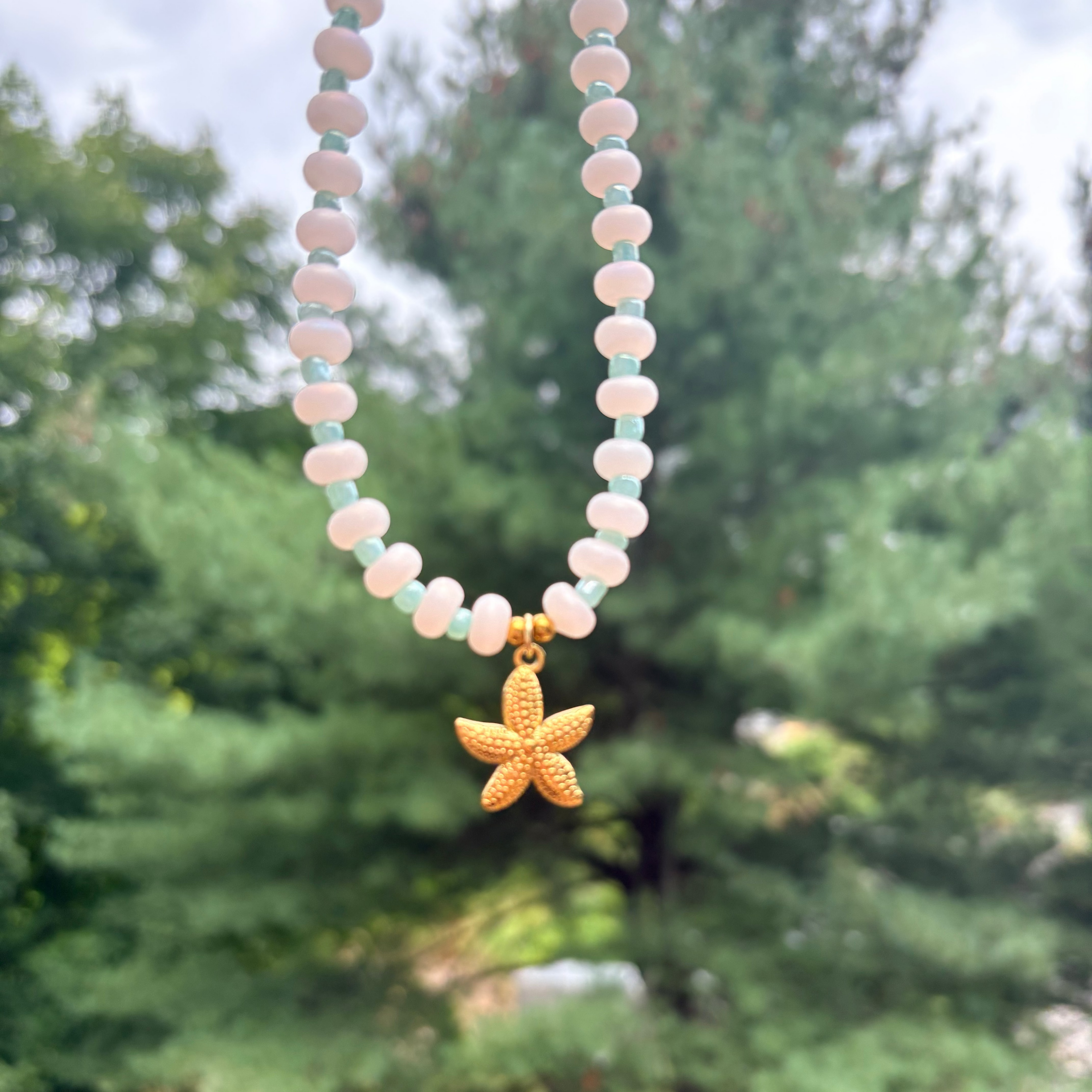 Pink & Mint Starfish Necklace