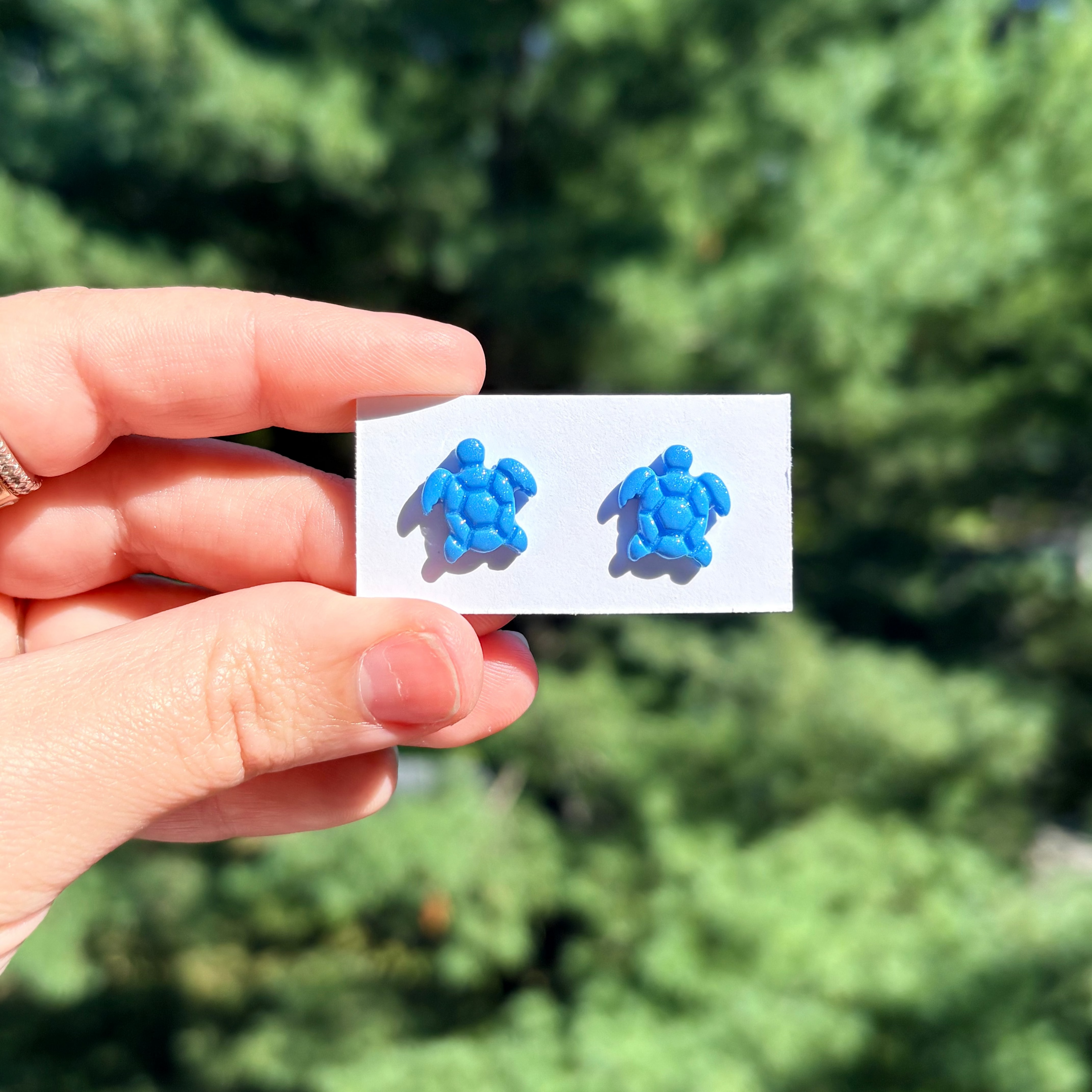 Light Blue Sea Turtle Stud Earrings