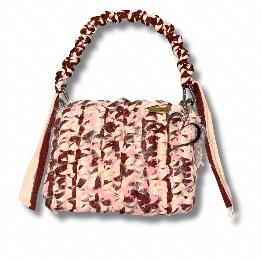 Chocolate Blossom Crochet Handbag