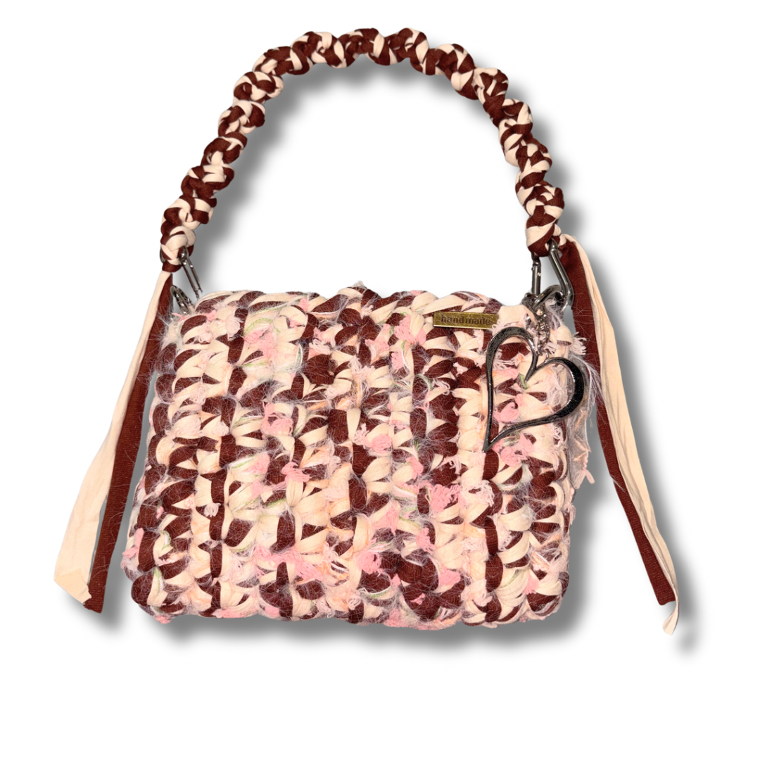 Chocolate Blossom Crochet Handbag