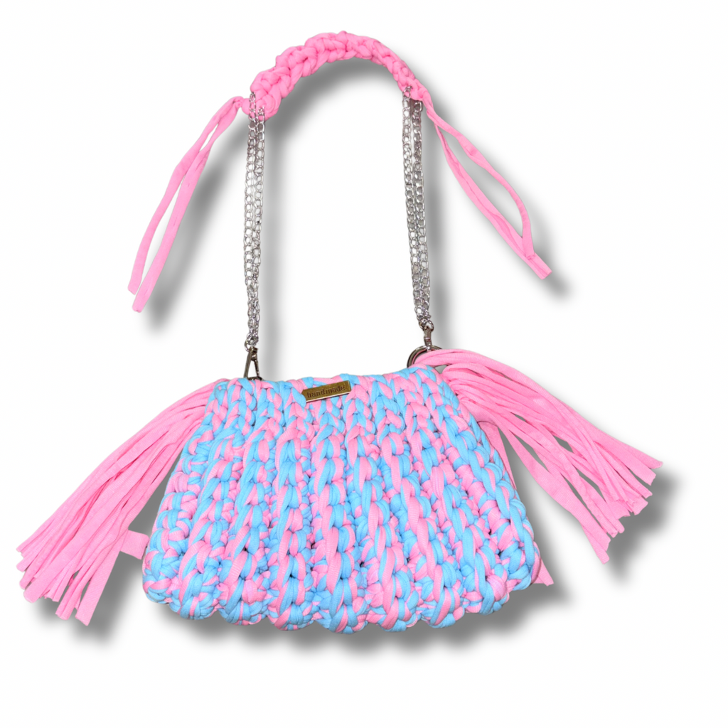 Cotton Candy Fringe Crochet handbag