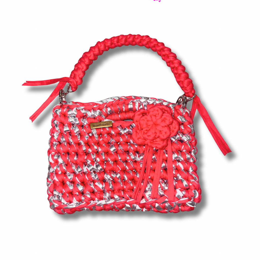 Scarlet Charm Crochet Handbag