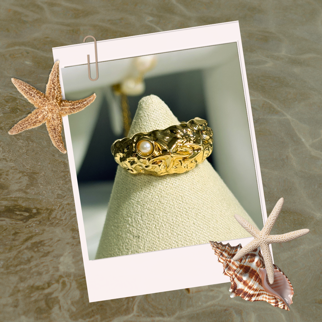 Beach Pearl Star Ring